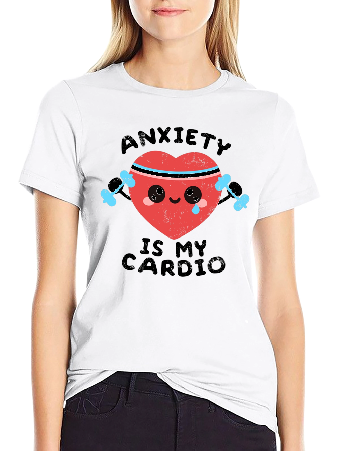 Black Anxiety Is My Cardio Funny Workout T-Shirt view 9