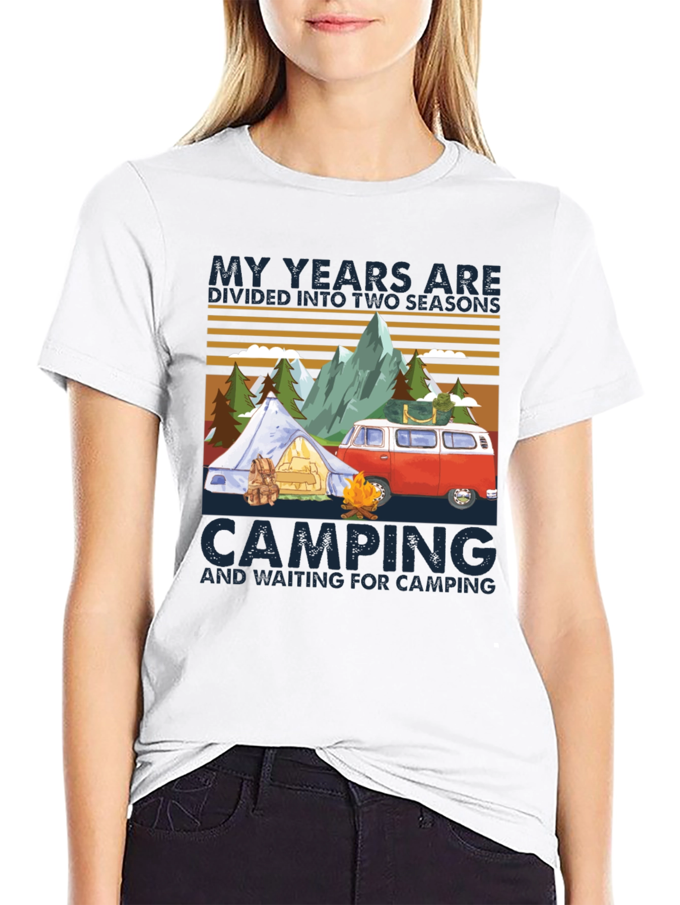 Black Camping Seasons T-Shirt view 9