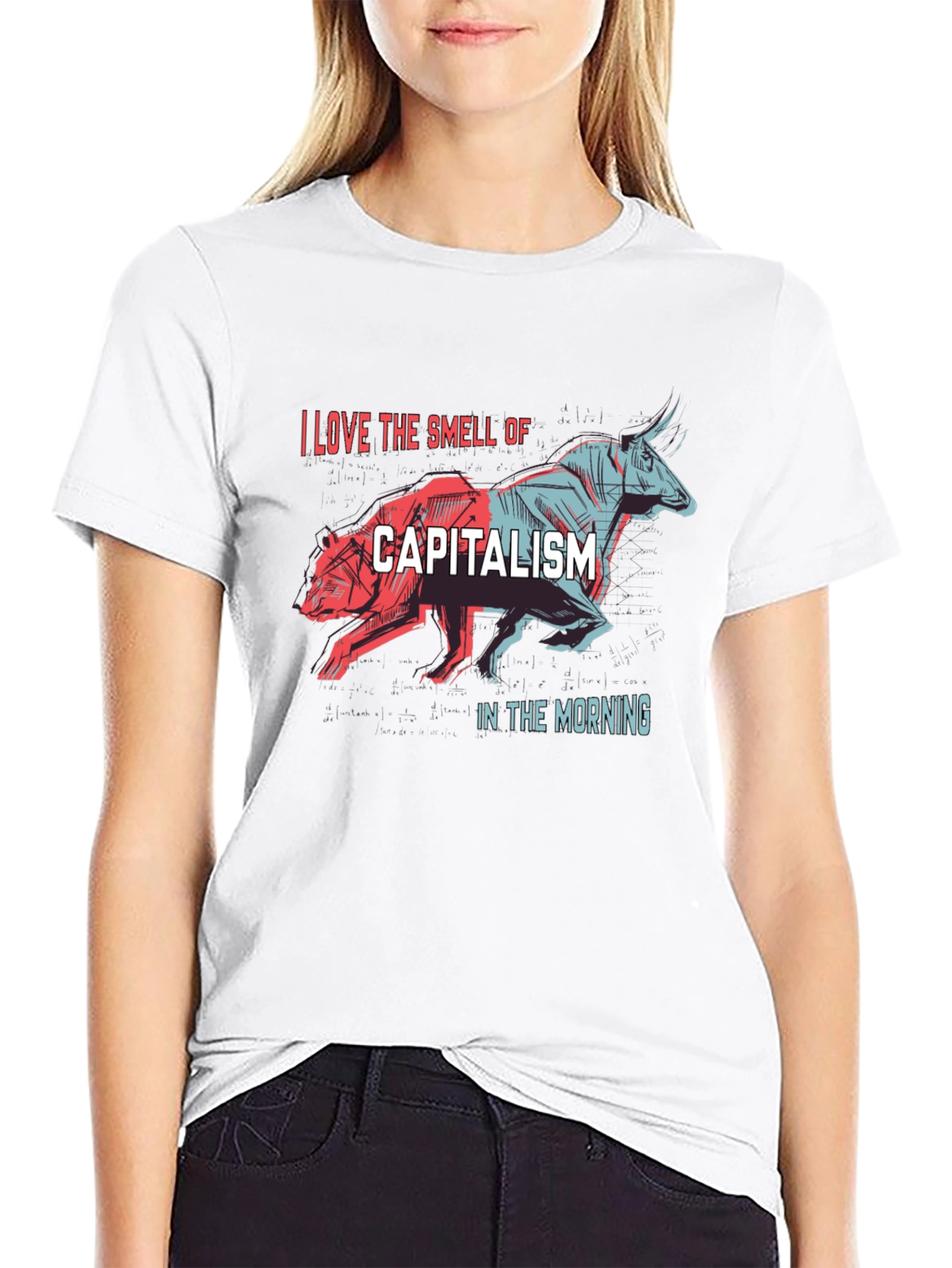 Black Capitalism Bull & Bear Graphic T-Shirt view 9