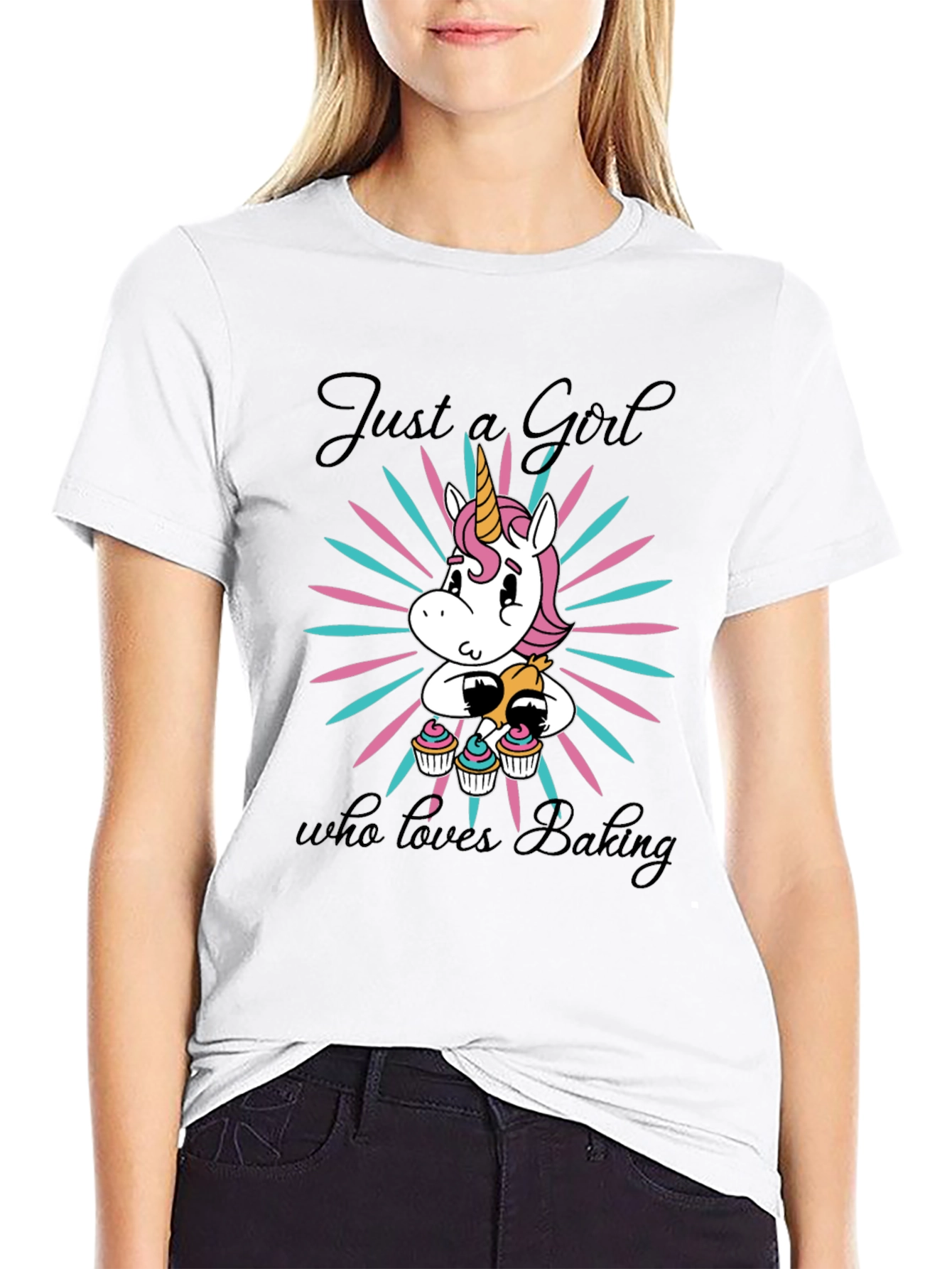 Black Just a Girl Who Loves Baking T-Shirt view 9