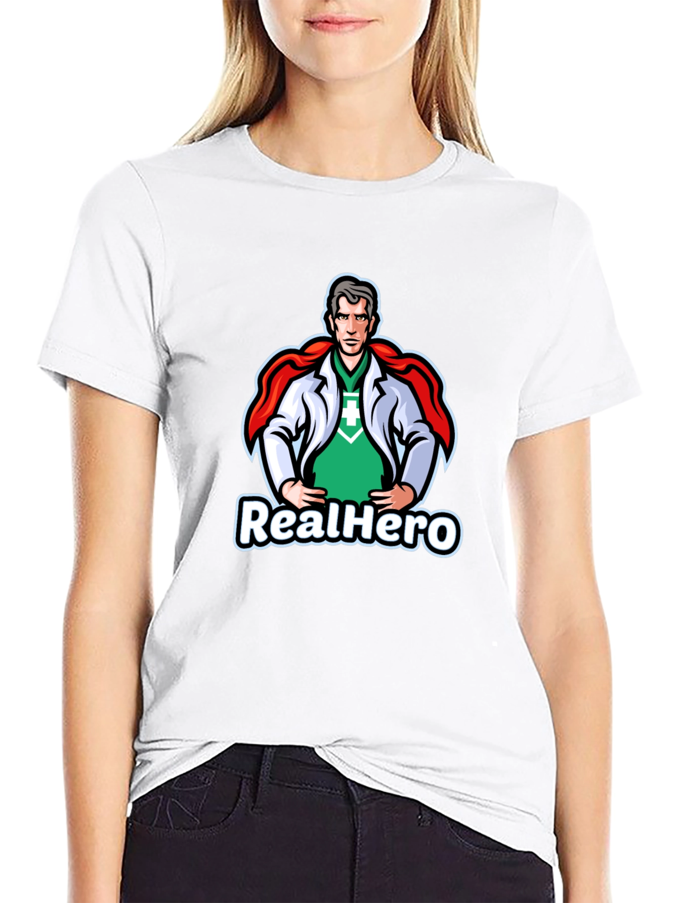 Black RealHero Doctor T-Shirt - Superhero Medical Apparel view 9