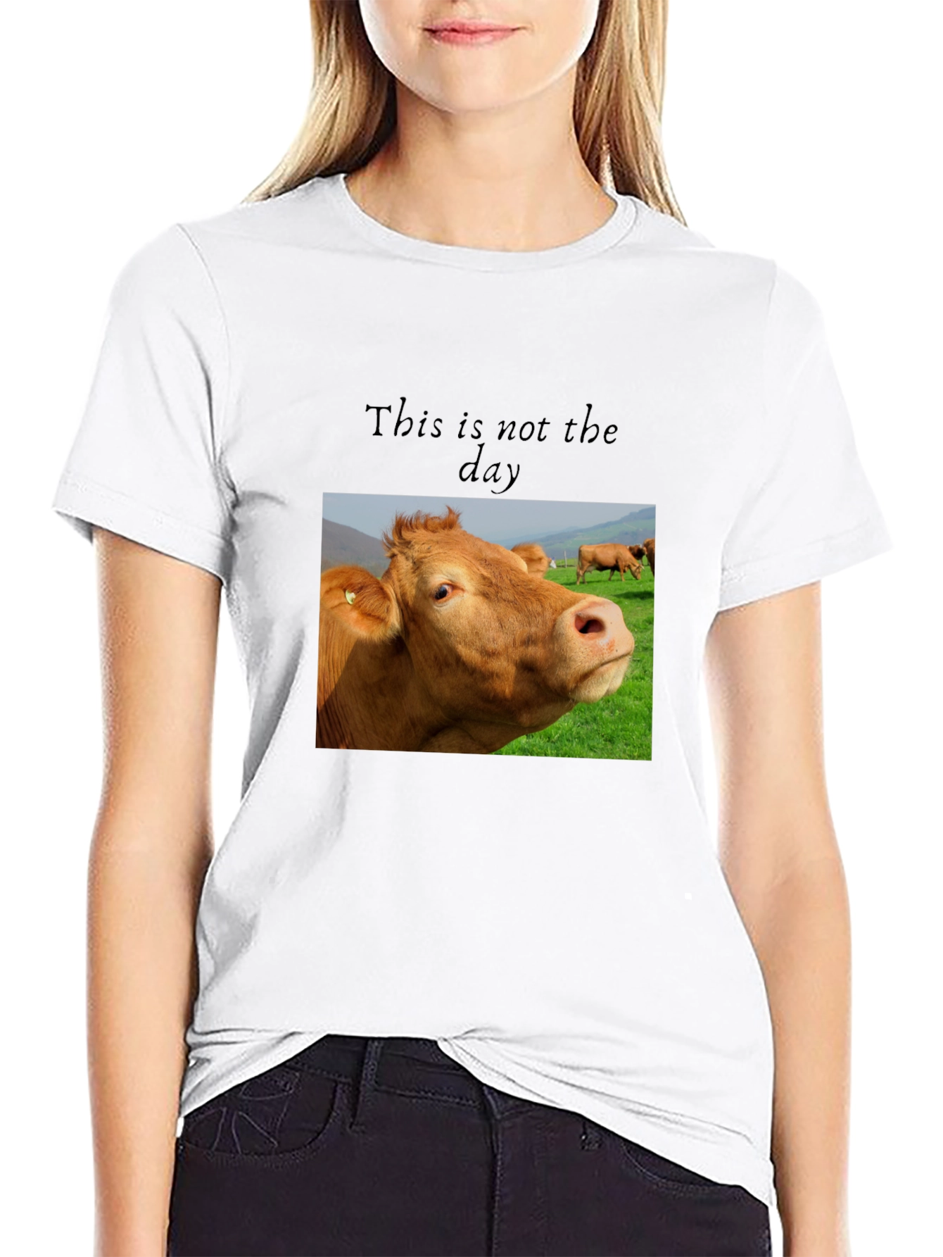 Black Cow Graphic T-Shirt - "This is not the day" view 9