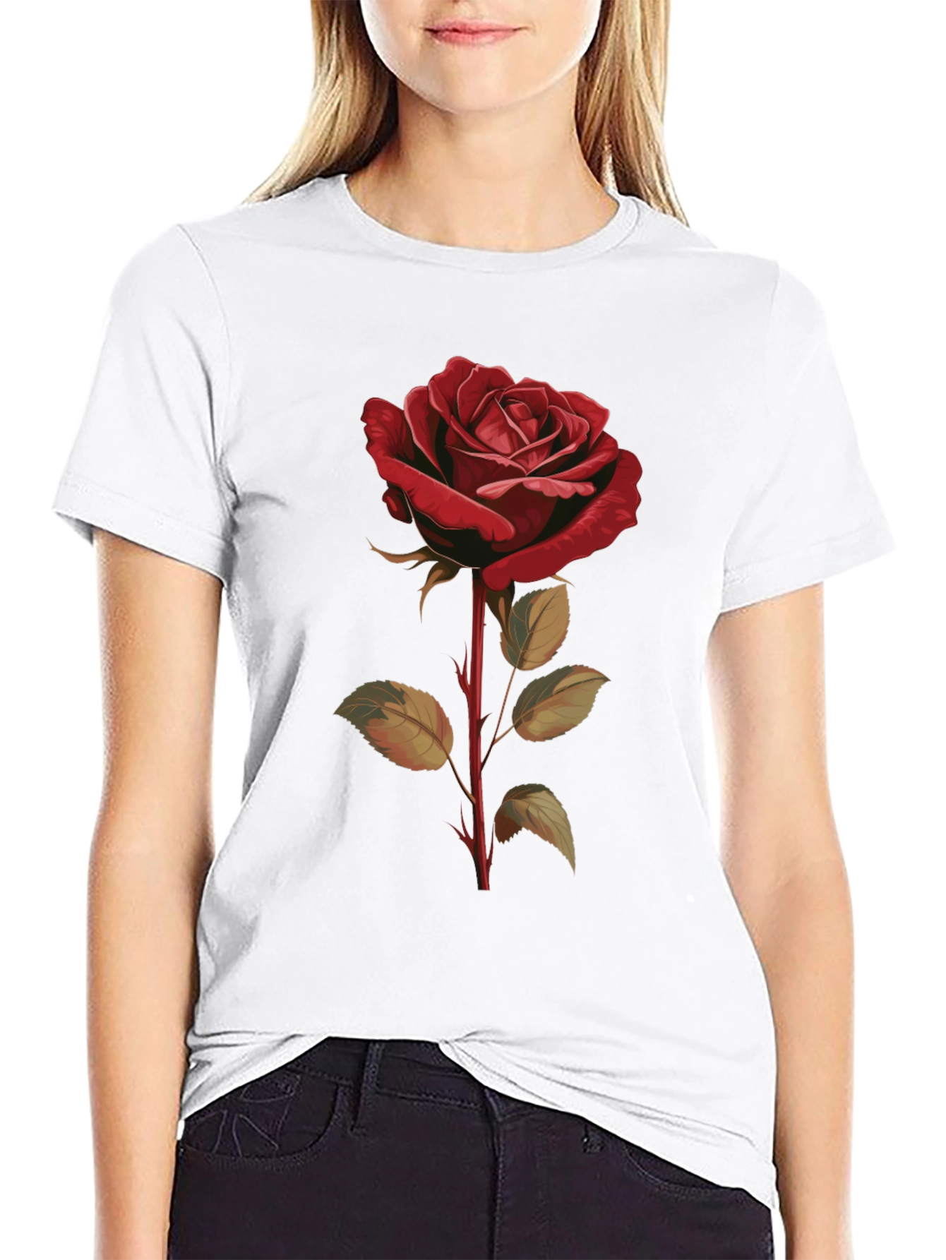 Black Classic Rose T-Shirt - Floral Graphic Tee view 9