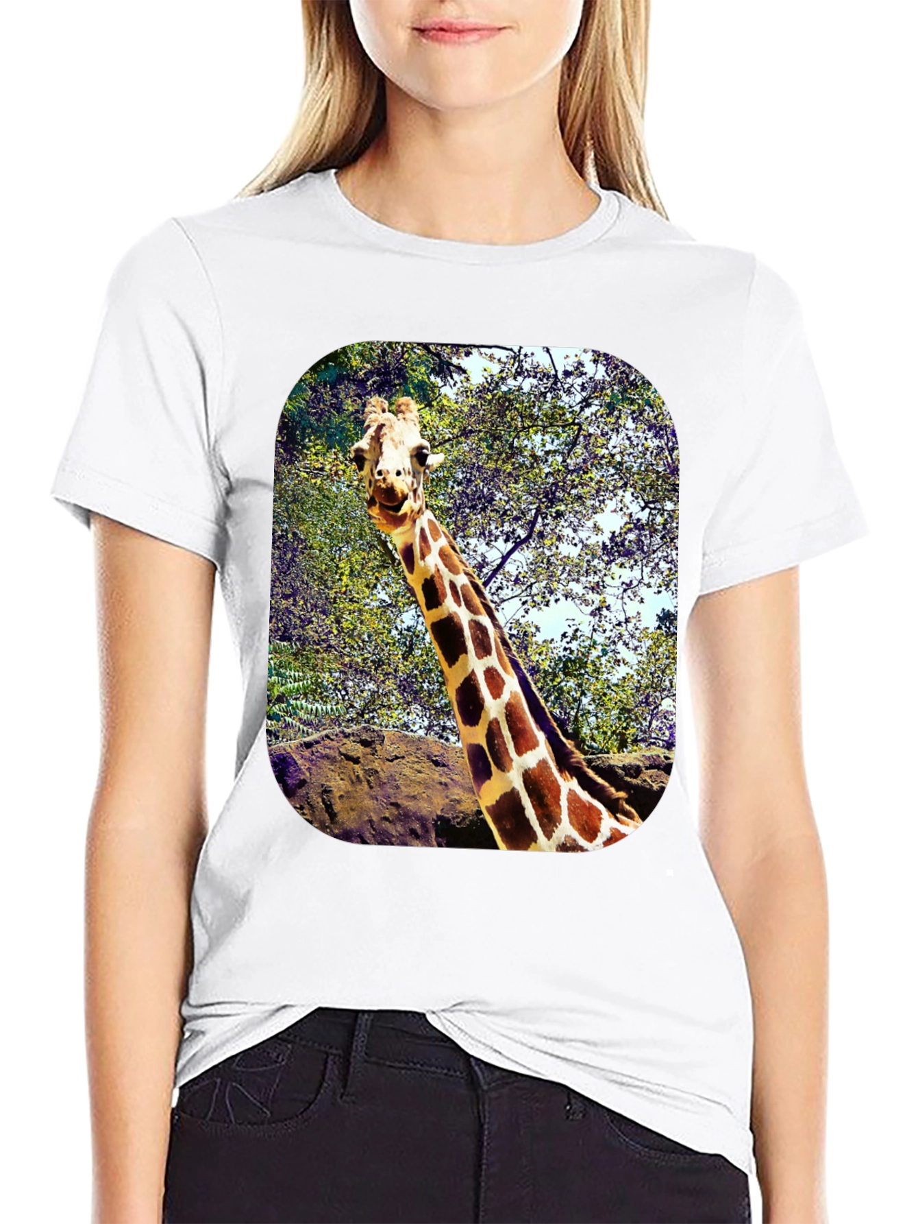 Black Giraffe Graphic T-Shirt - Unique Animal Tee view 9