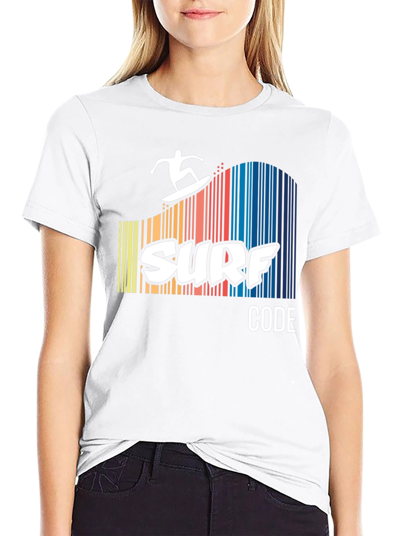 Black Surf Code Graphic Tee - Black Cotton T-Shirt view 9