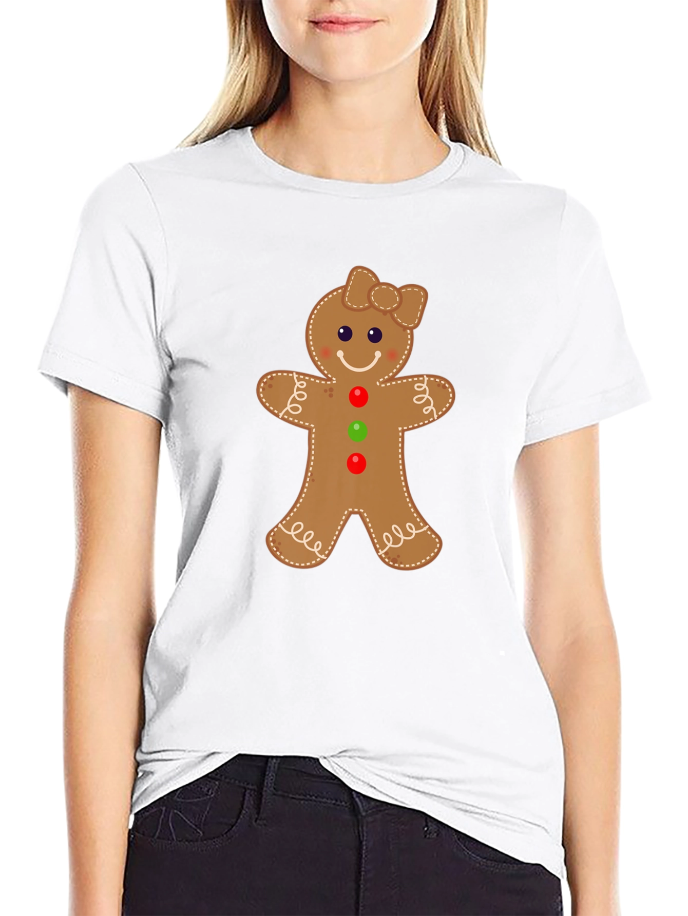 Black Gingerbread Man Holiday T-Shirt view 9