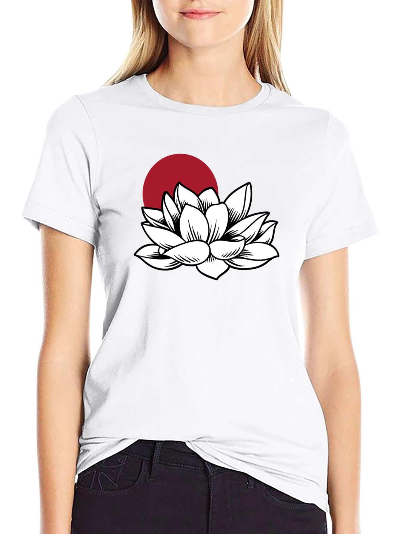 Black Lotus Flower T-Shirt - Black Graphic Tee view 9