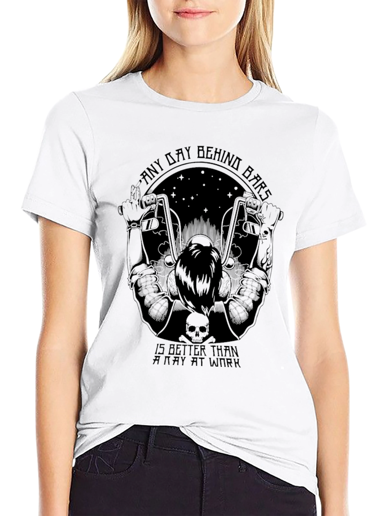 Black Biker "Any Day Behind Bars" Graphic Tee view 9