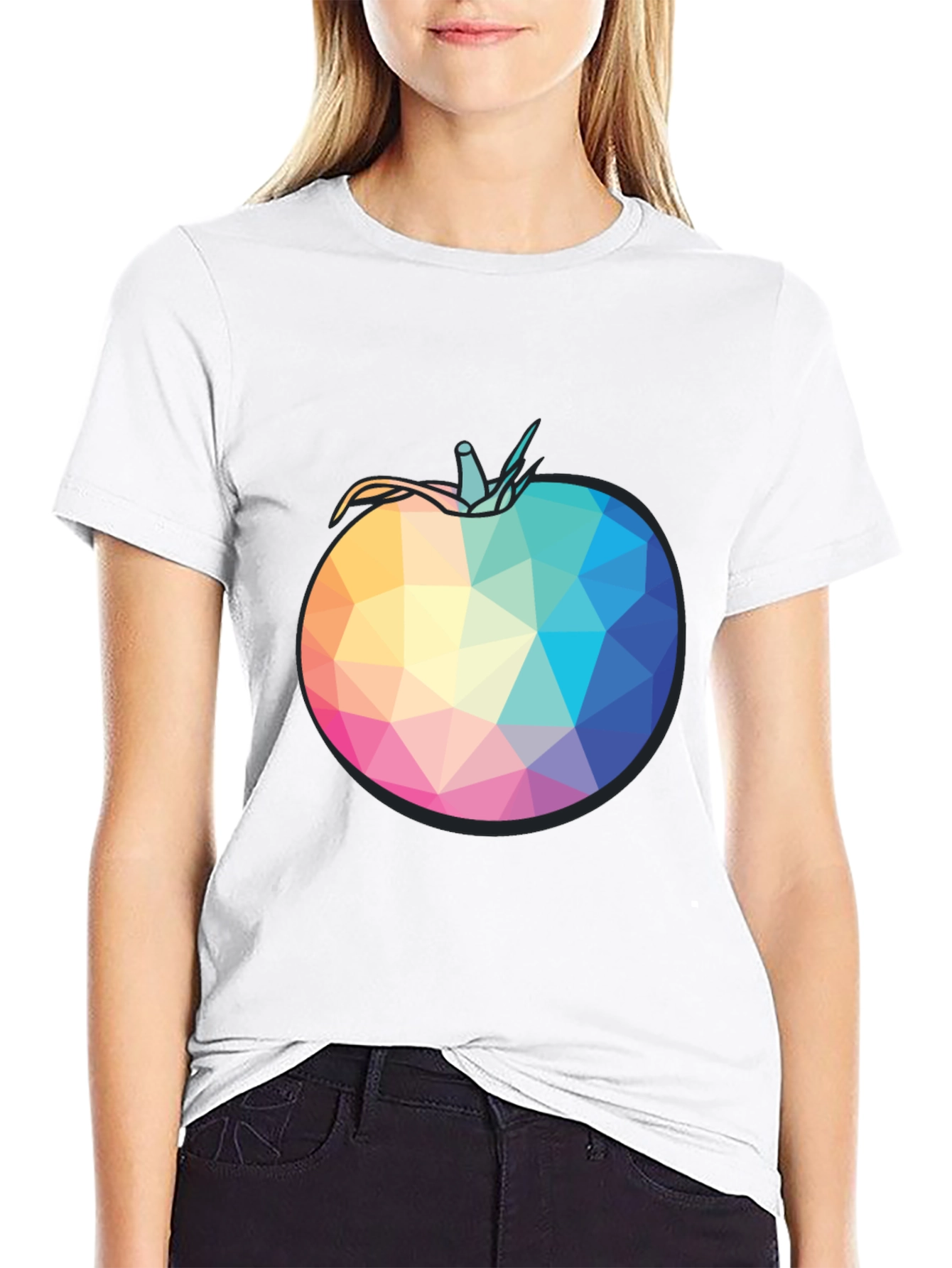 Black Geometric Tomato Black T-Shirt view 9