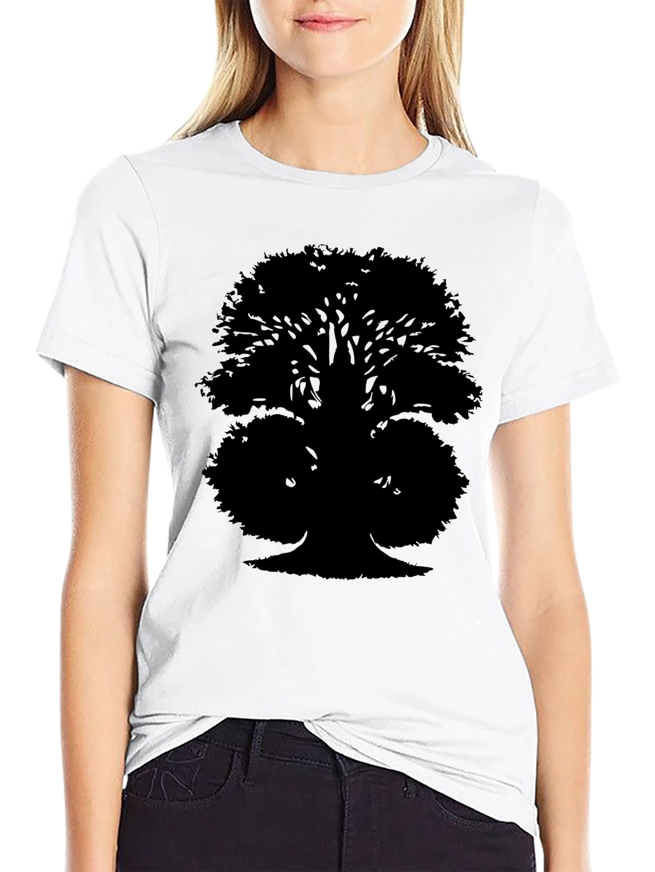 Black Black Tree Silhouette Graphic Tee view 9