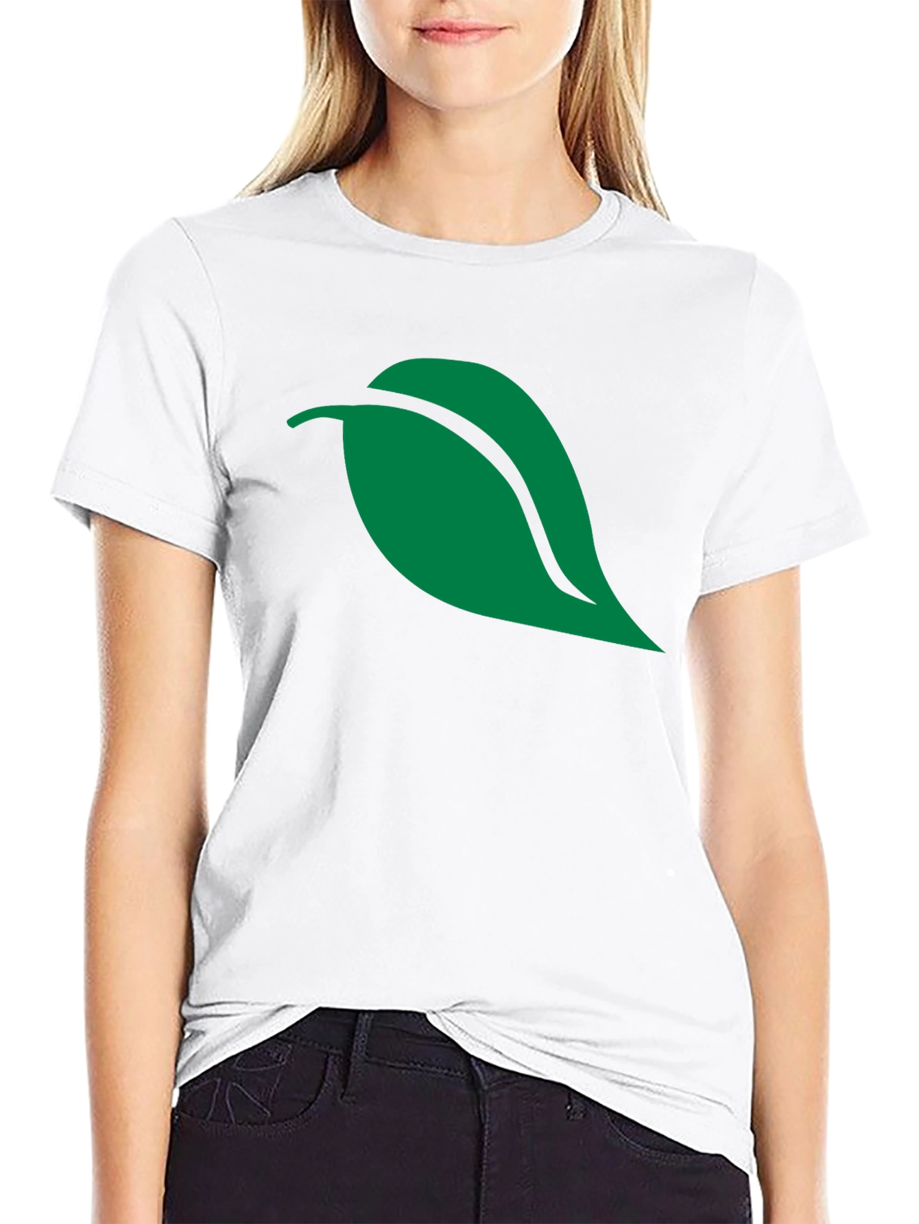 Black Green Leaf Graphic Black T-Shirt view 9