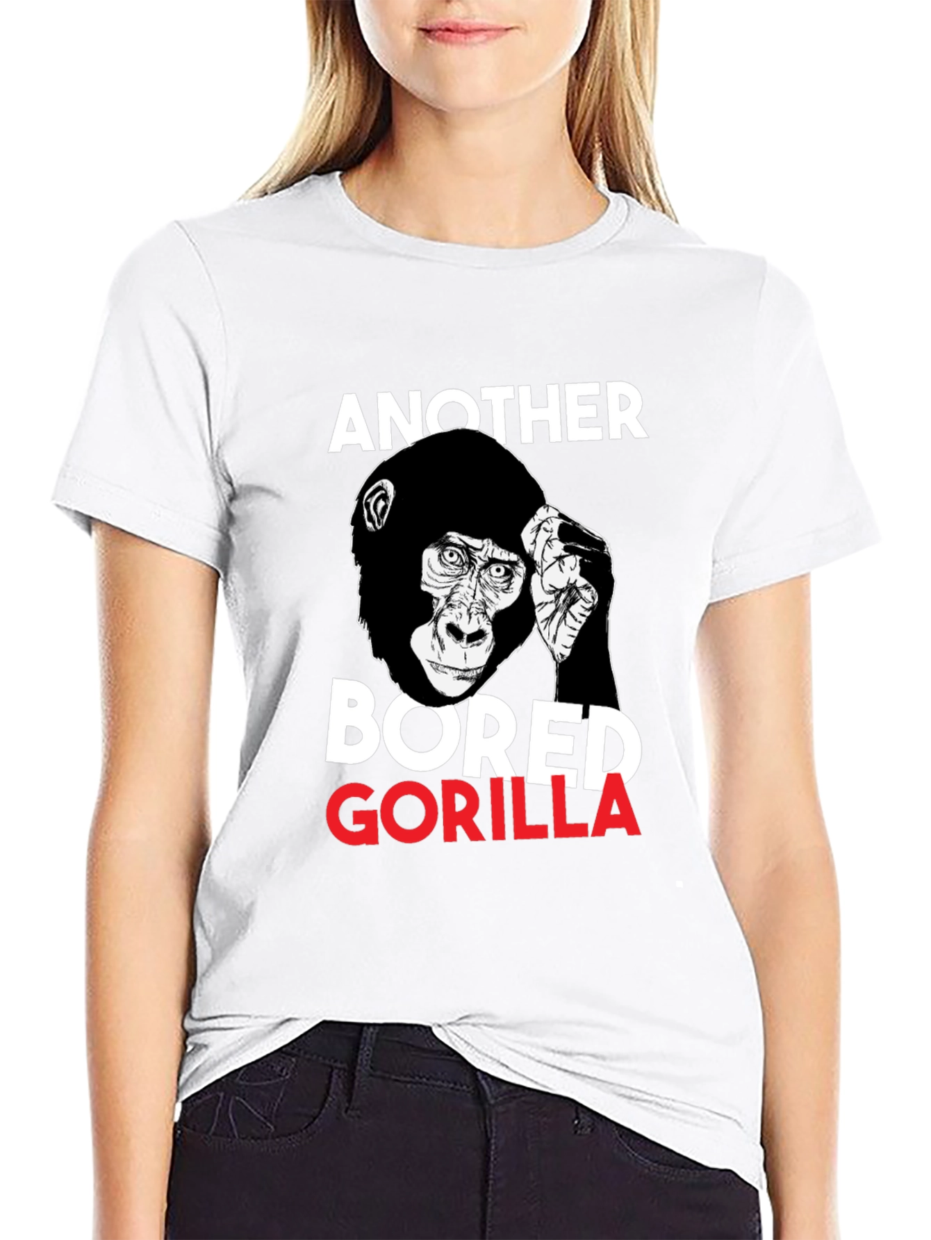 Black Bored Gorilla Graphic Tee - Unisex Black T-Shirt view 9