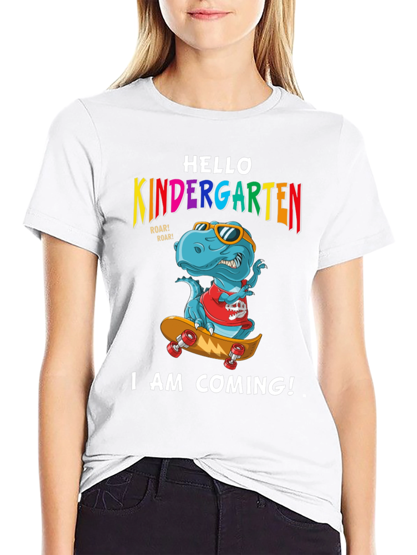 Black Hello Kindergarten Dinosaur T-Shirt view 9