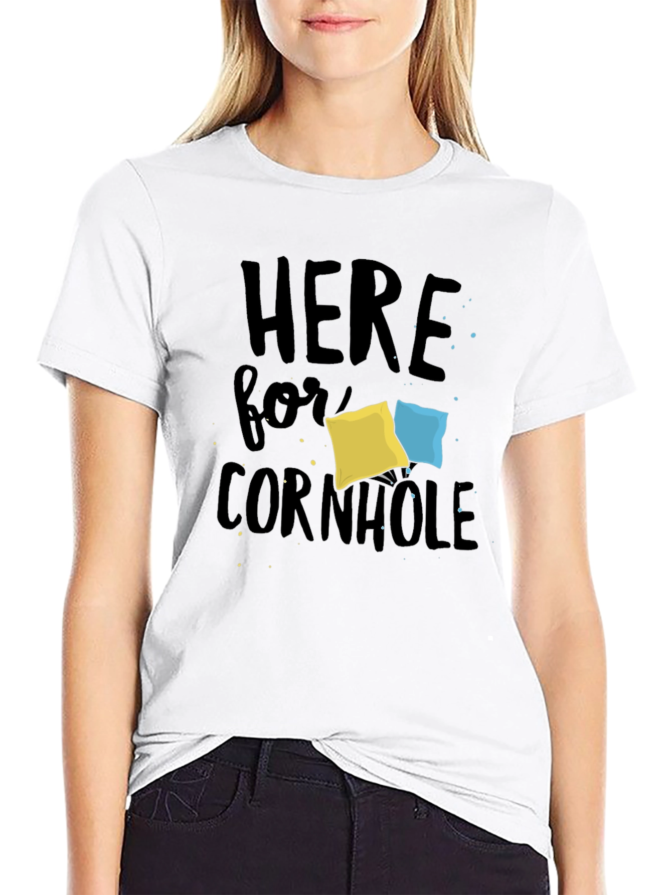 Black Here for Cornhole T-Shirt view 9