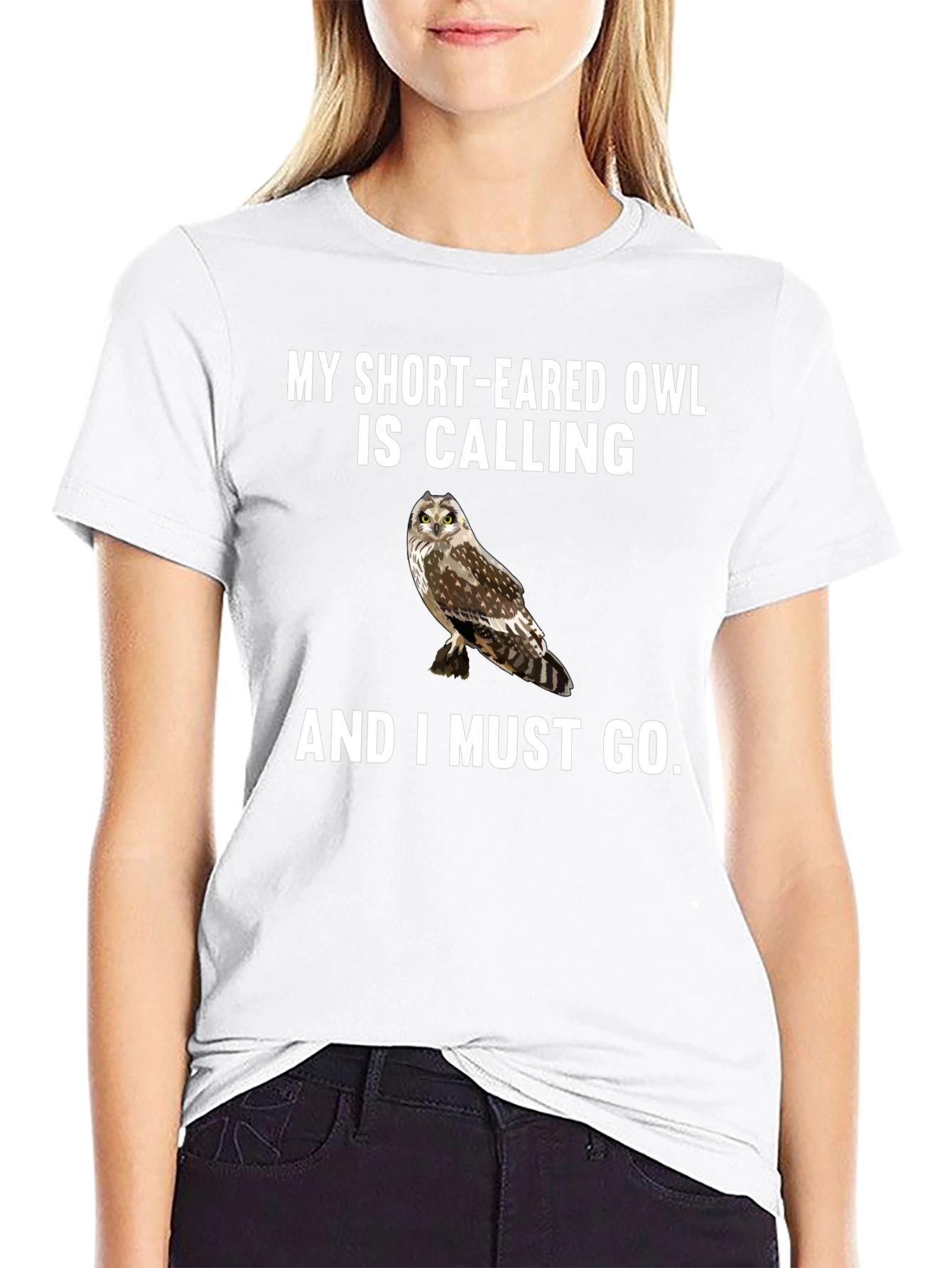 Black Short-Eared Owl Calling Men's T-Shirt view 9