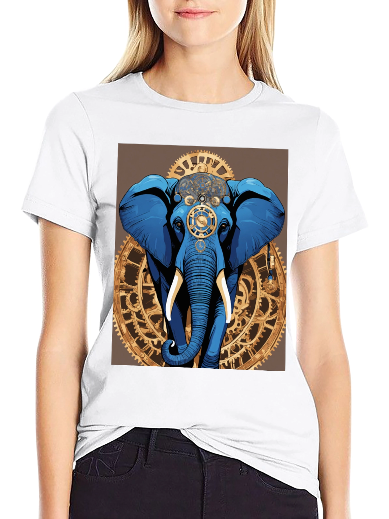 Black Steampunk Elephant Graphic Tee - Unique Design view 9