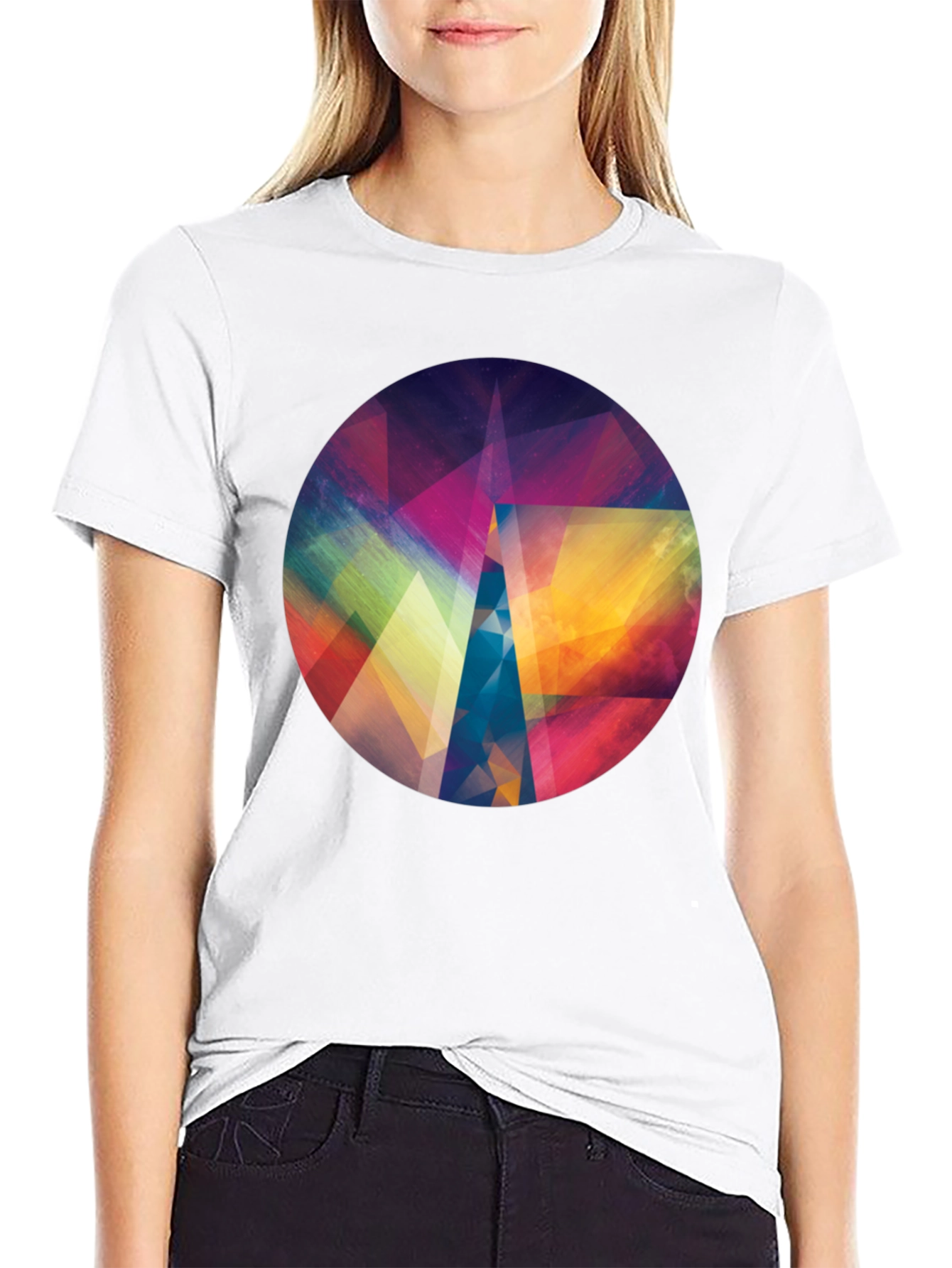 Black Geometric Abstract Art Men's Black T-Shirt view 9