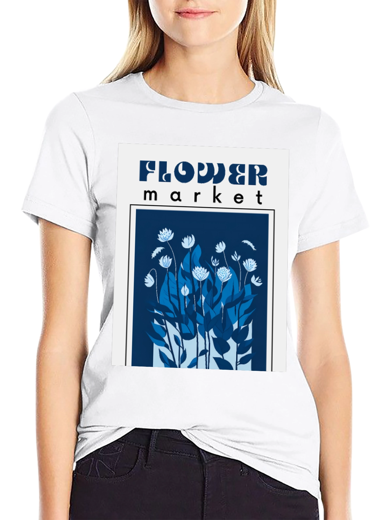Black Flower Market Graphic Tee - Black Cotton Blend view 9