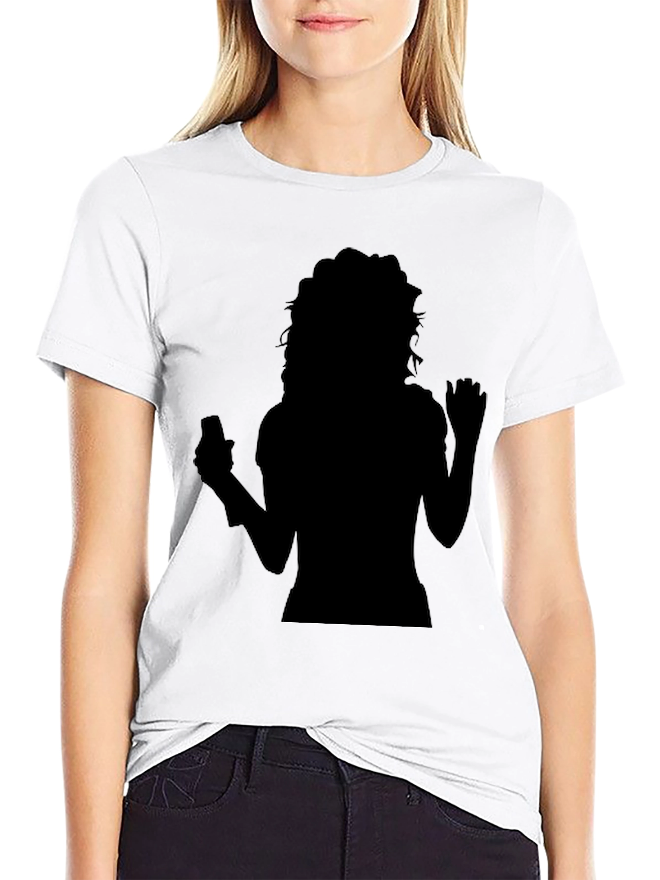 Black Silhouette Graphic Print Tee - Trendy Black Shirt view 9