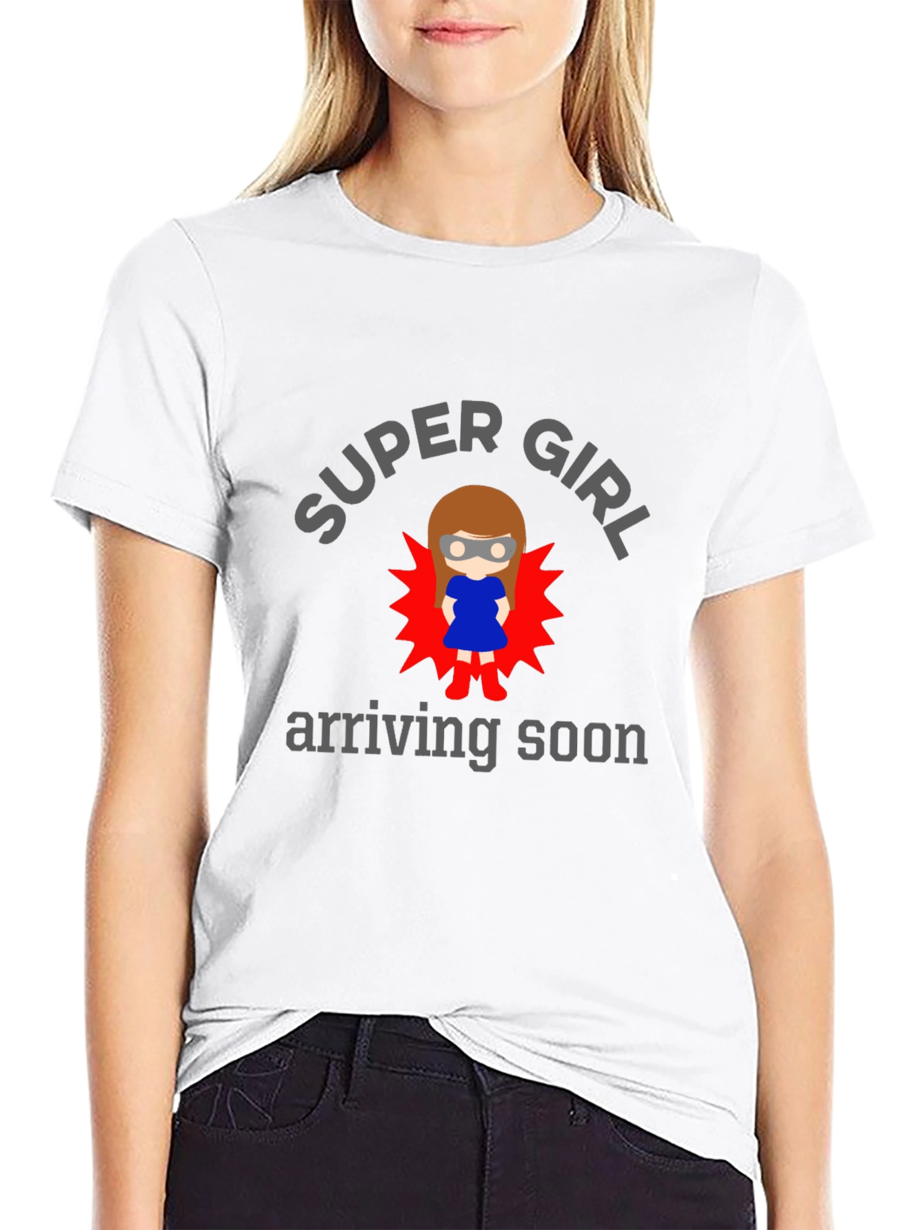Black Super Girl Arriving Soon Graphic T-Shirt view 9