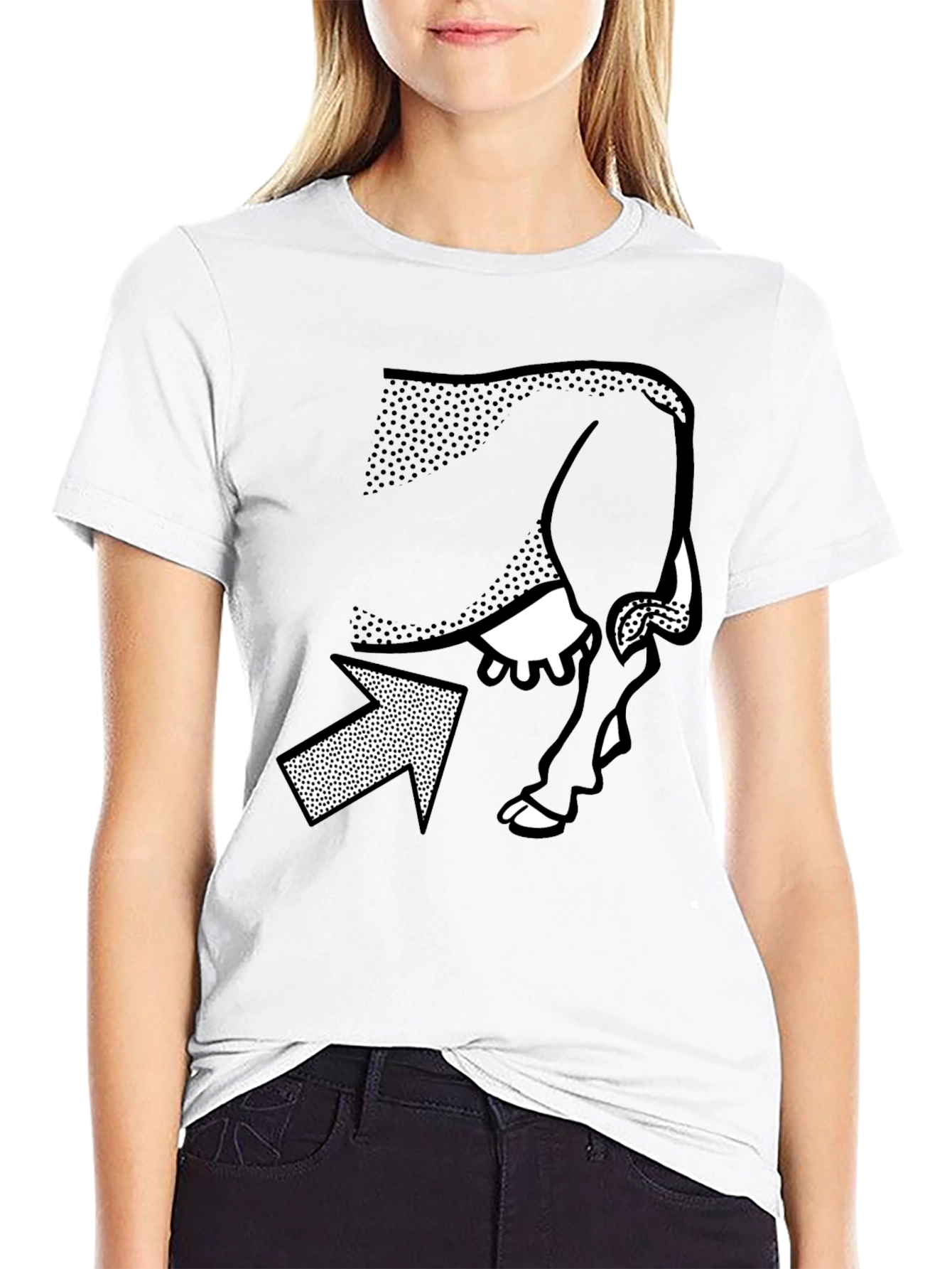 Black Optical Illusion T-Shirt - Cow or Woman? view 9