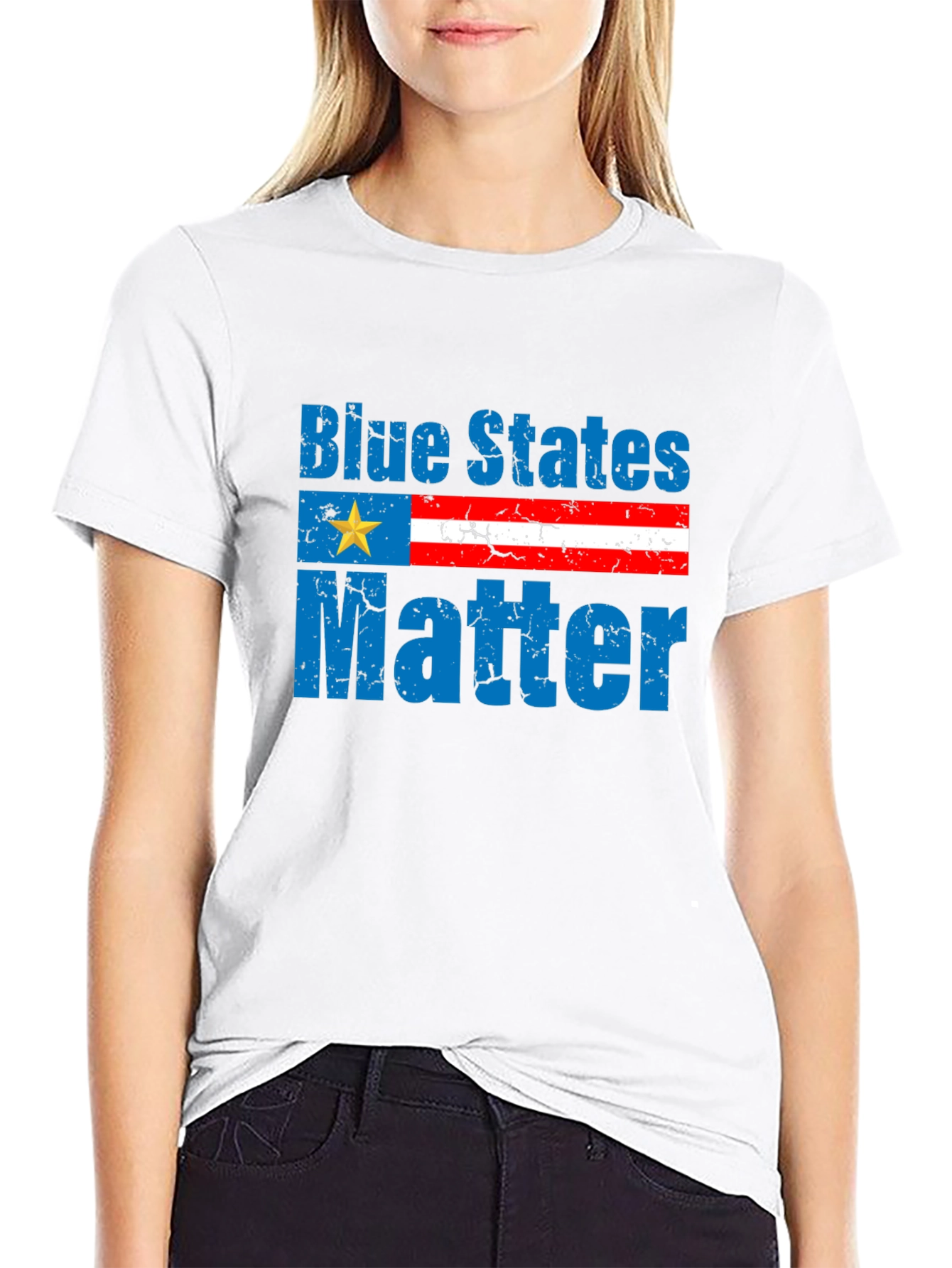 Black Blue States Matter Graphic T-Shirt view 9