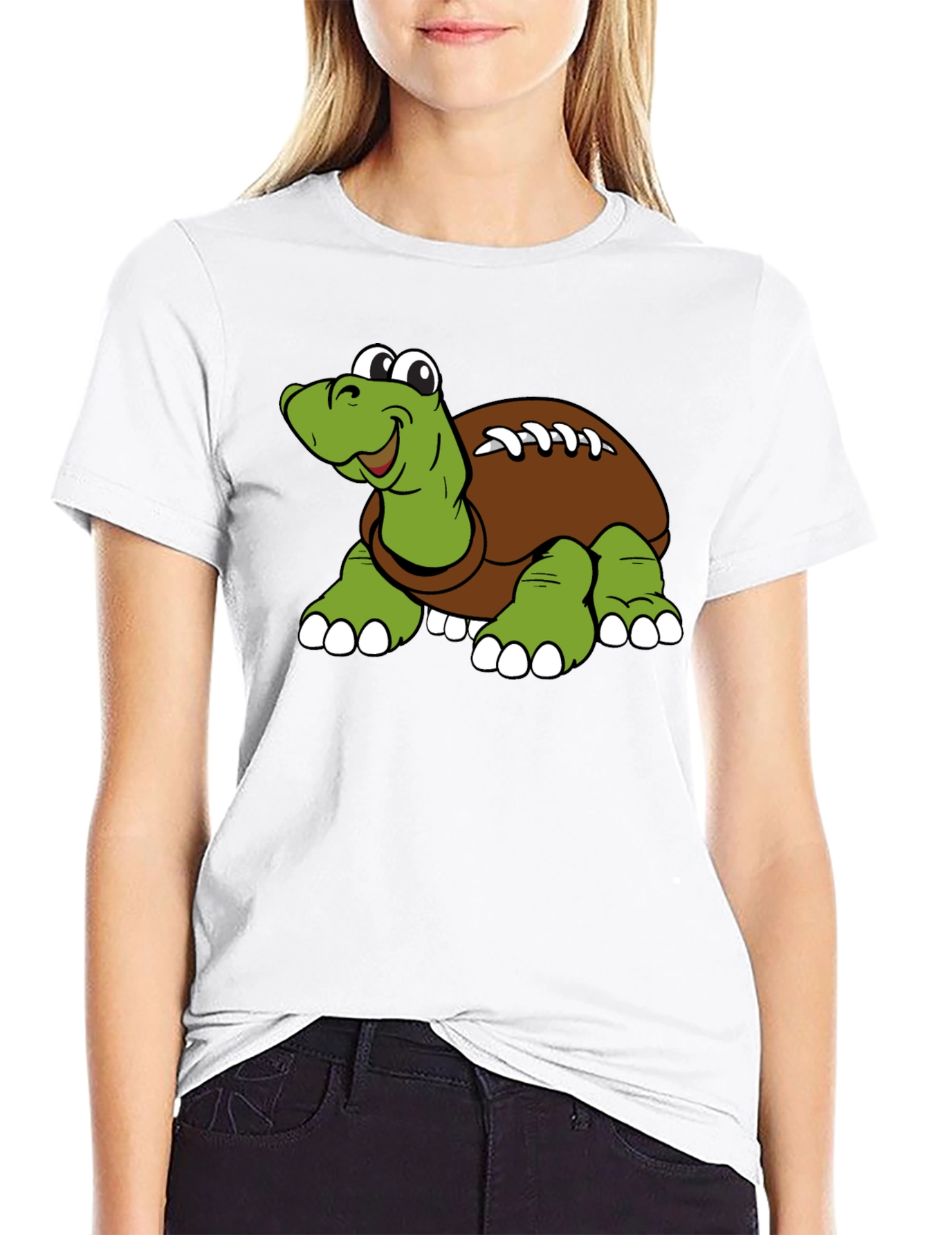 Black Cartoon Football Turtle Graphic T-Shirt view 9