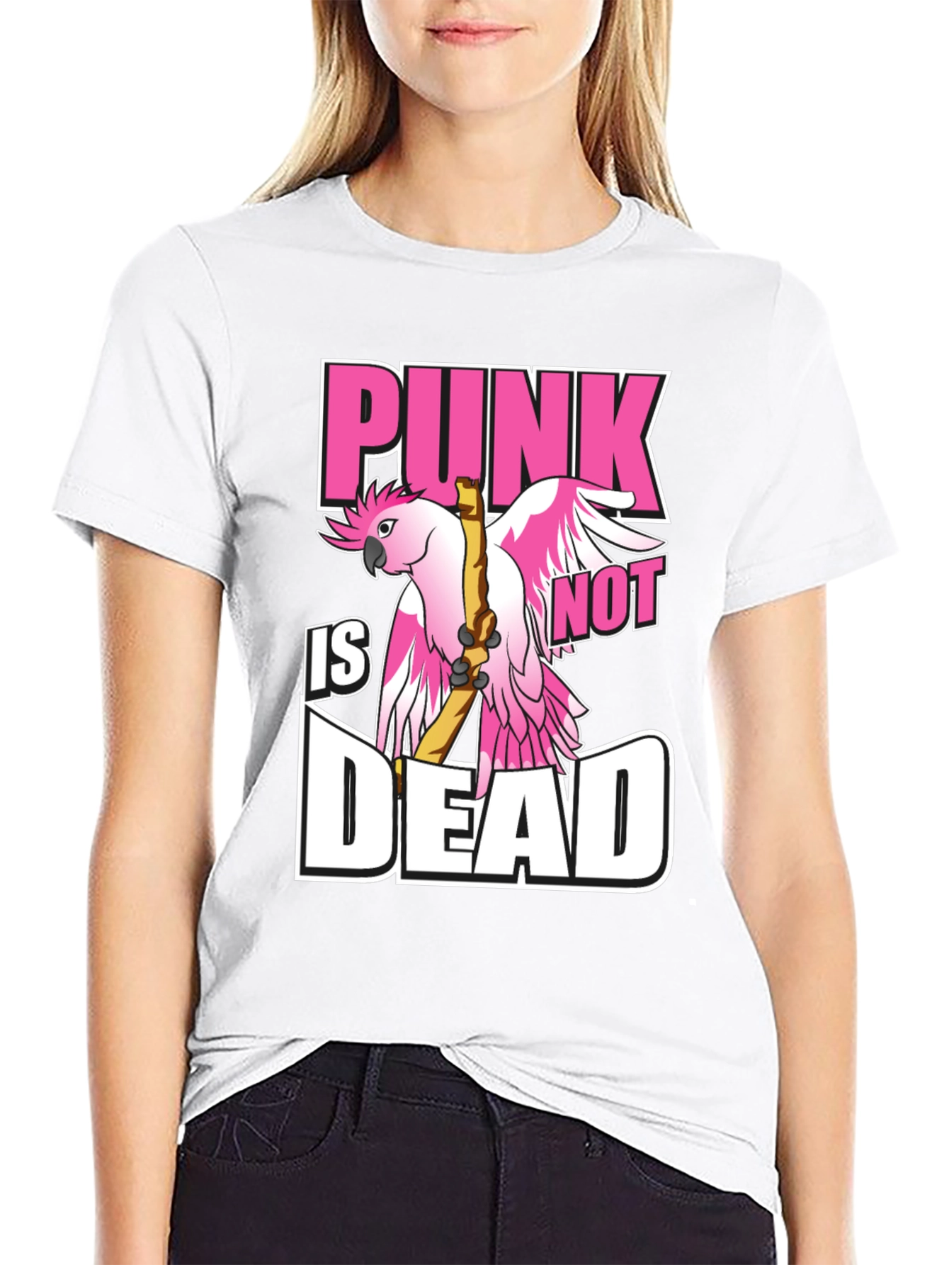 Black Punk Not Dead T-Shirt - Bird Design view 9