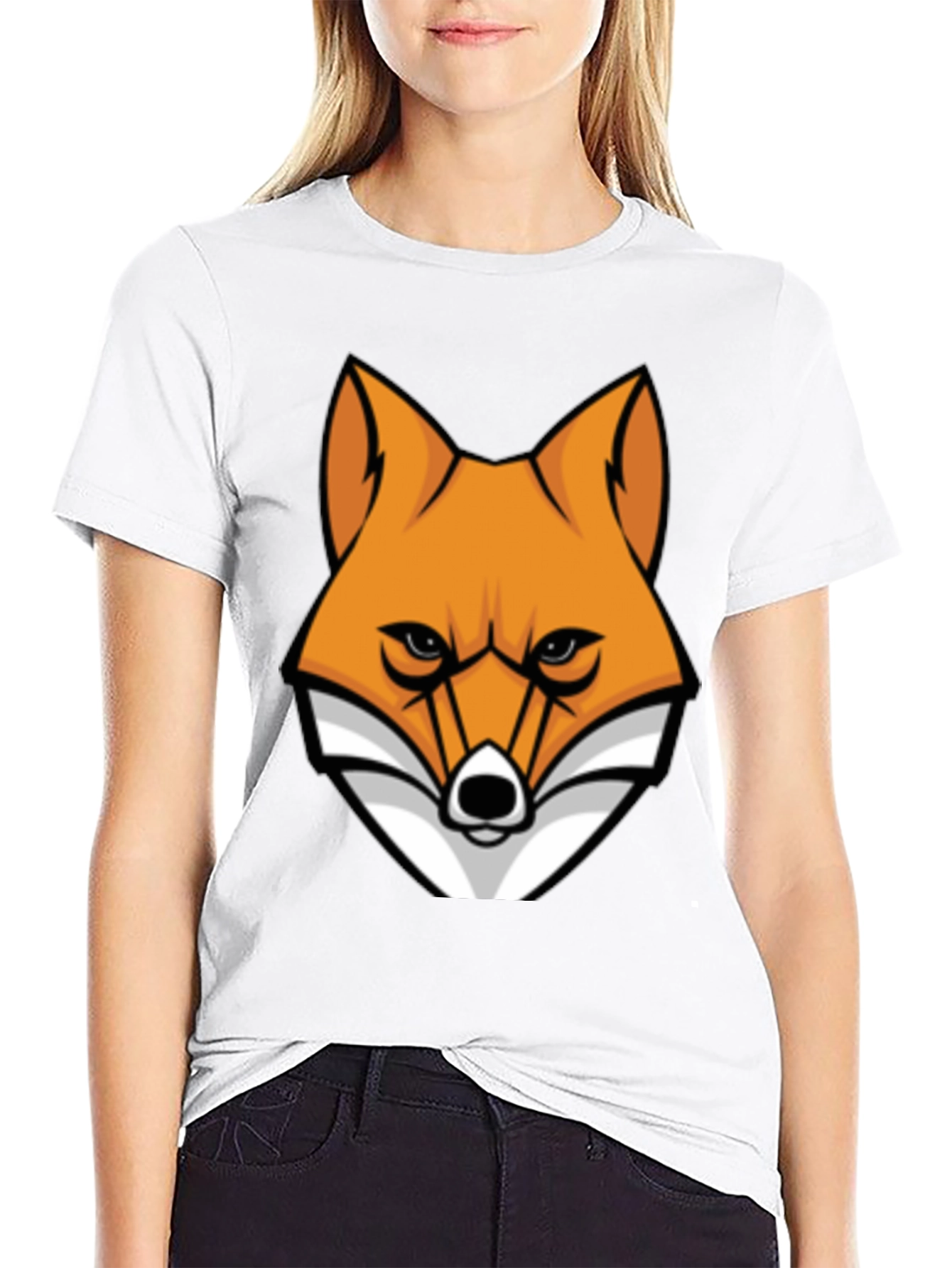 Black Cool Fox Graphic Tee - Black Cotton T-Shirt view 9