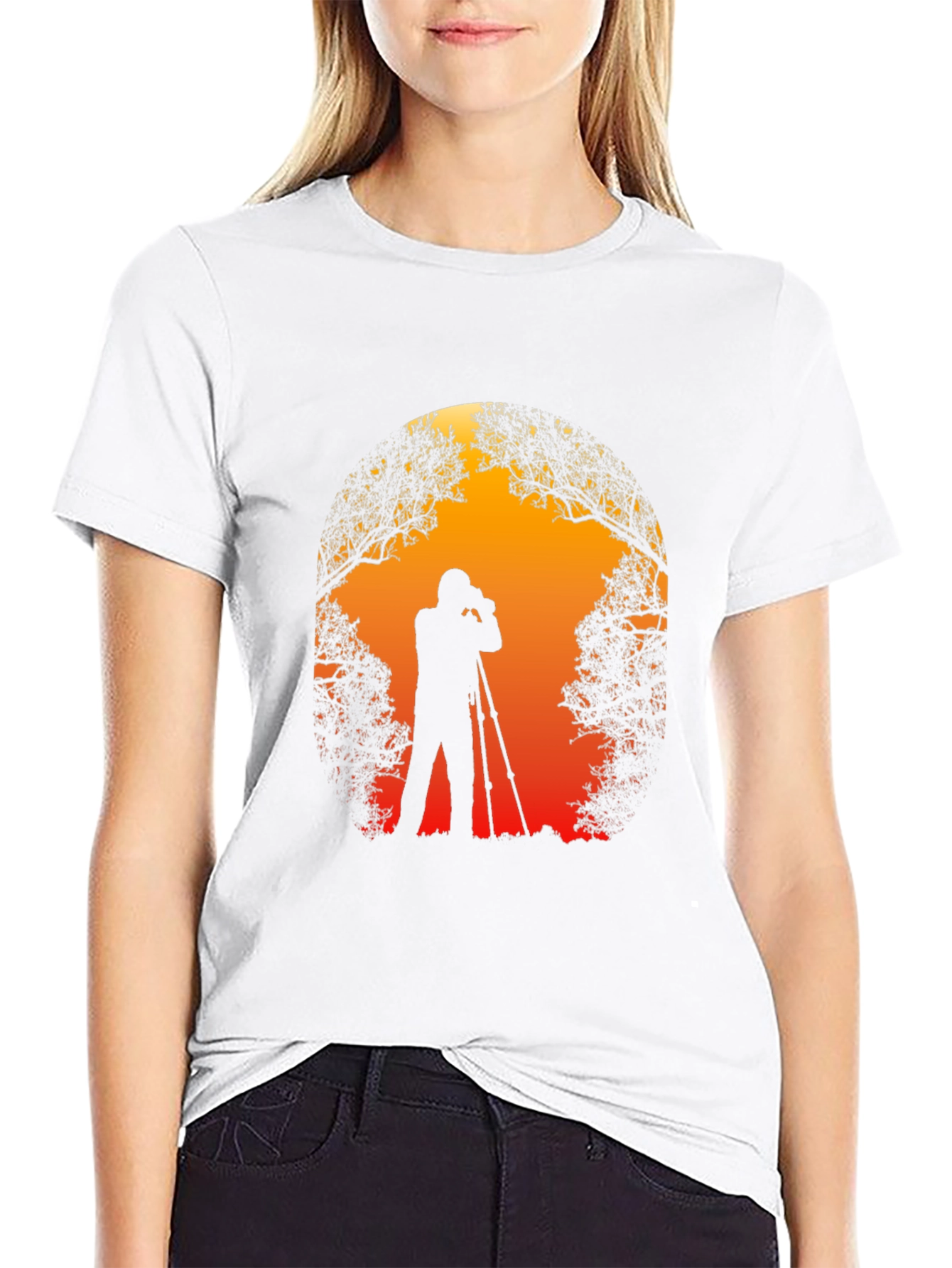 Black Photographer Silhouette Graphic T-Shirt view 9