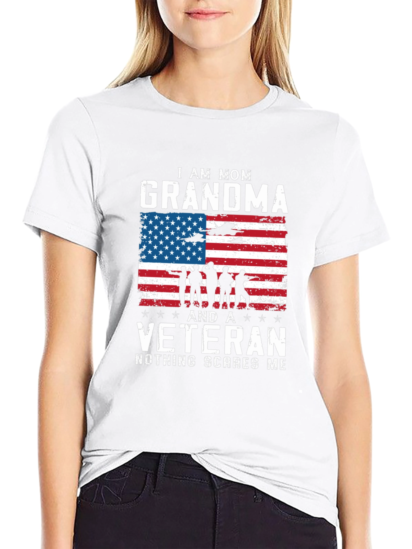 Black Mom Grandma Veteran Graphic Tee view 9