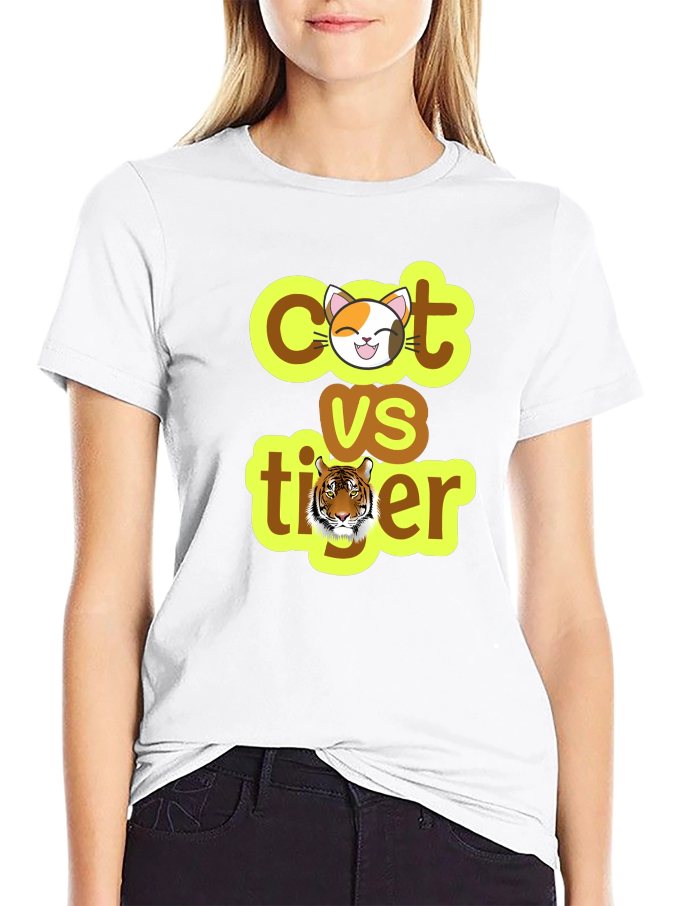 Black Cat vs Tiger Graphic T-Shirt view 9