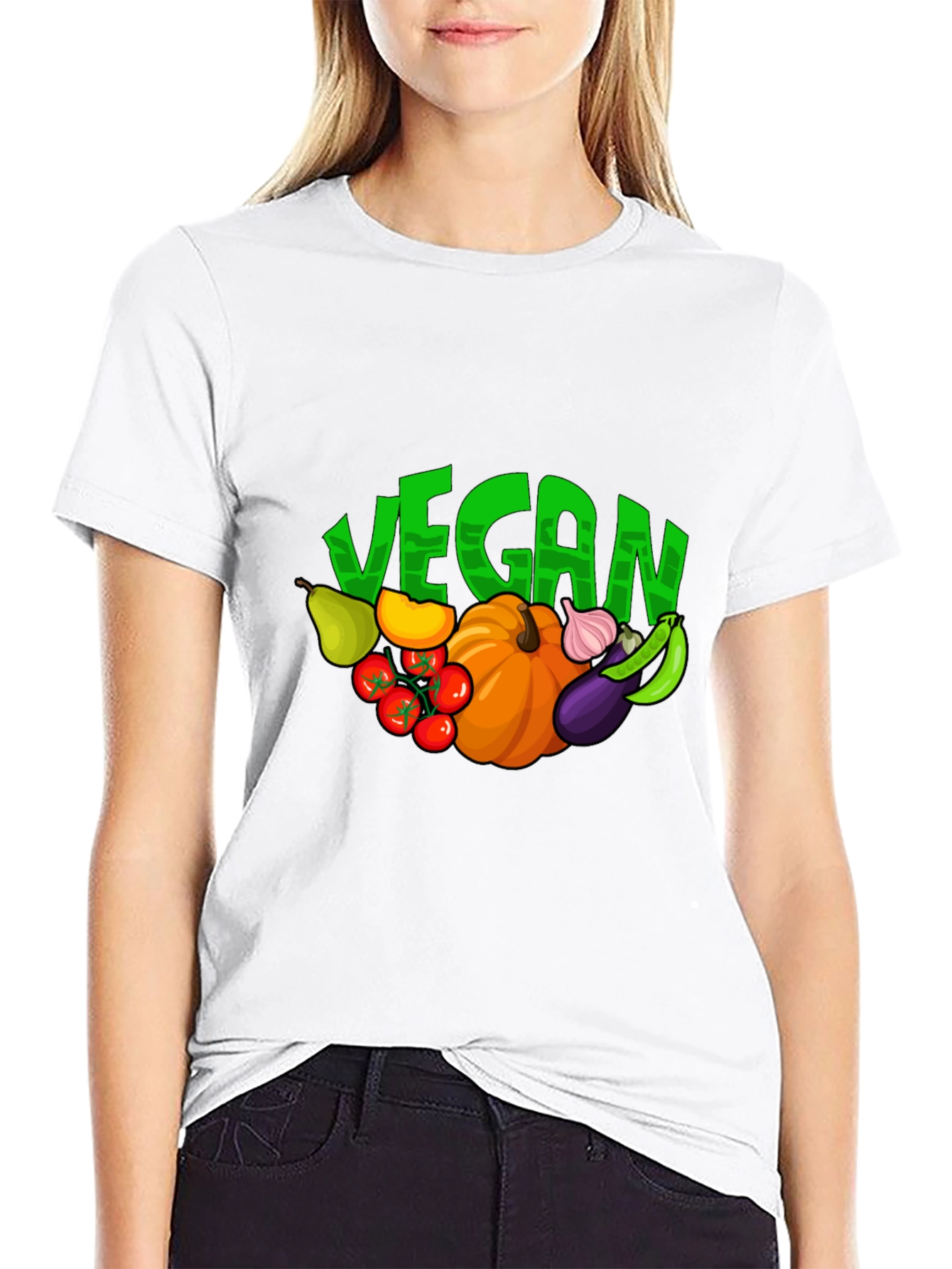 Black Vegan Vegetable Graphic Print T-Shirt view 9