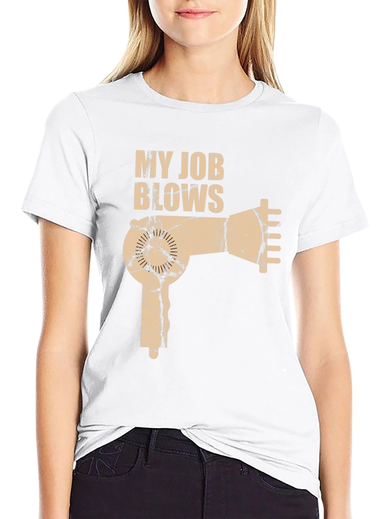 Black My Job Blows T-Shirt - Hair Dryer Graphic Tee view 9