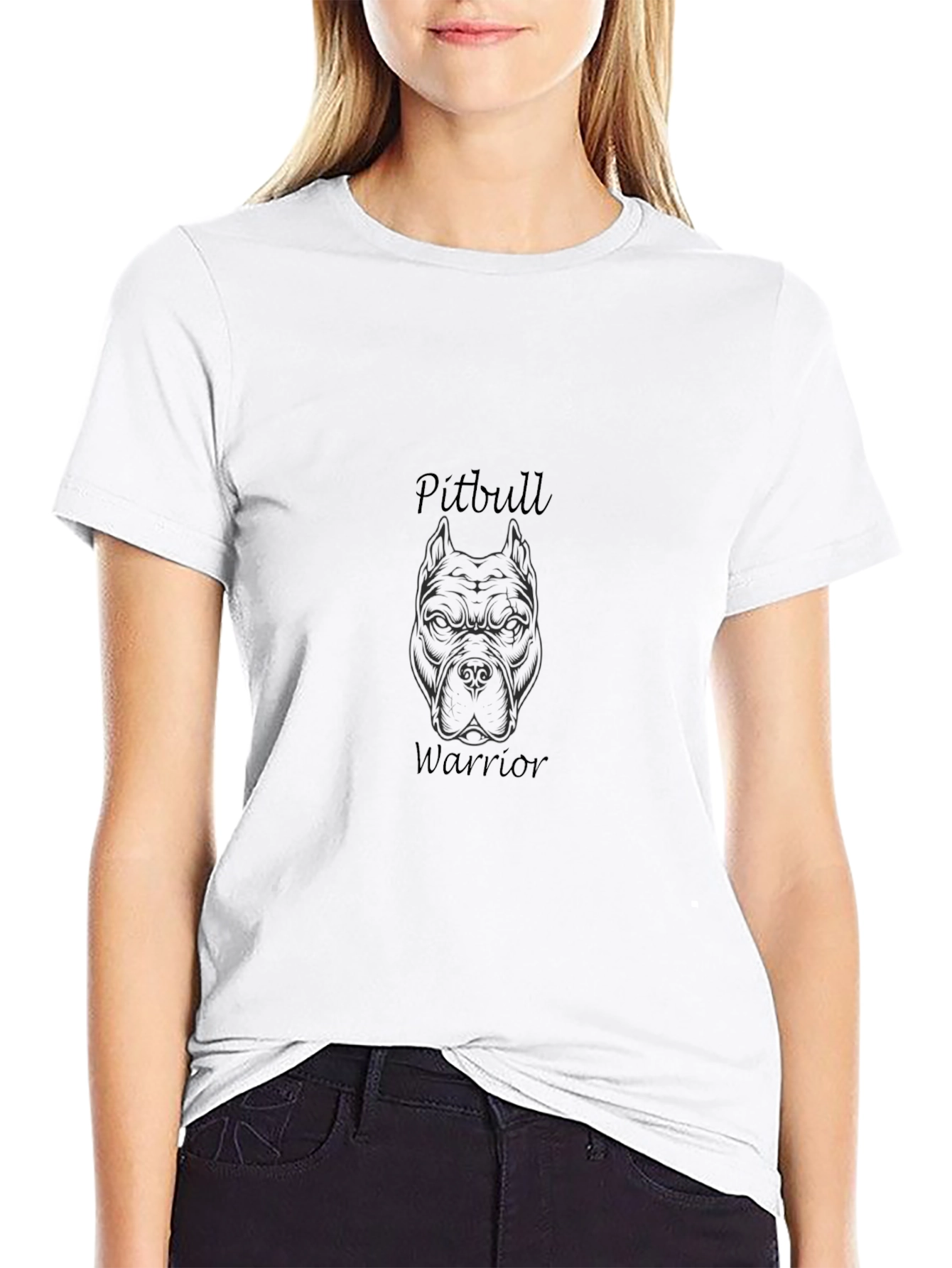 Black Pitbull Warrior Black T-Shirt view 9