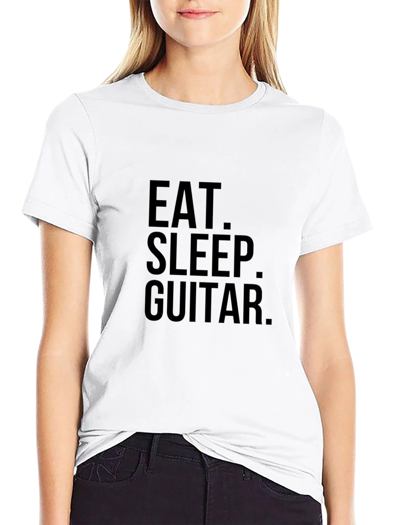 Black Eat Sleep Guitar Black Graphic Tee Shirt view 9