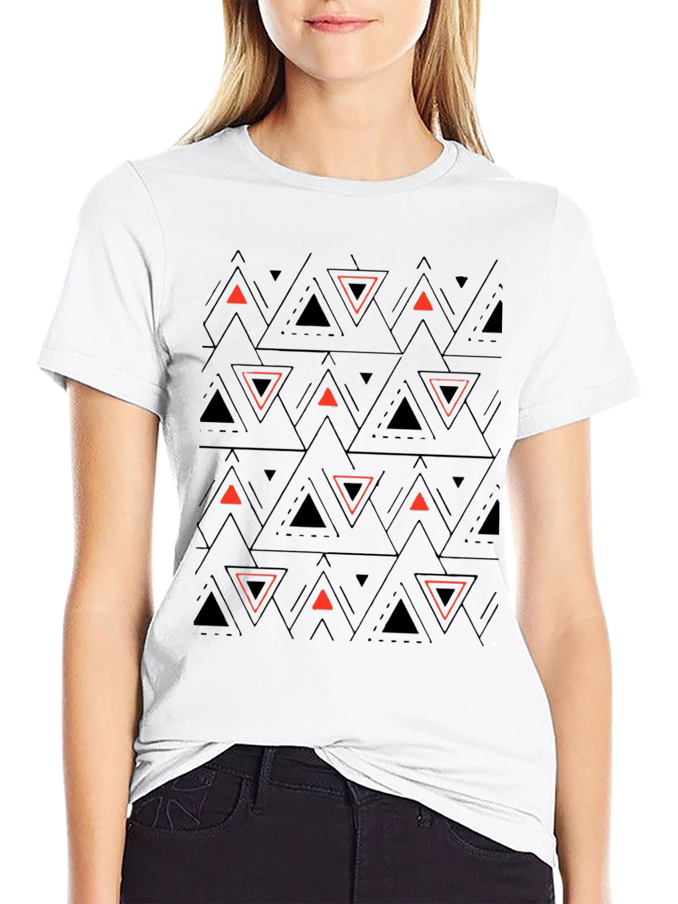 Black Geometric Triangle T-Shirt - Modern Design view 9