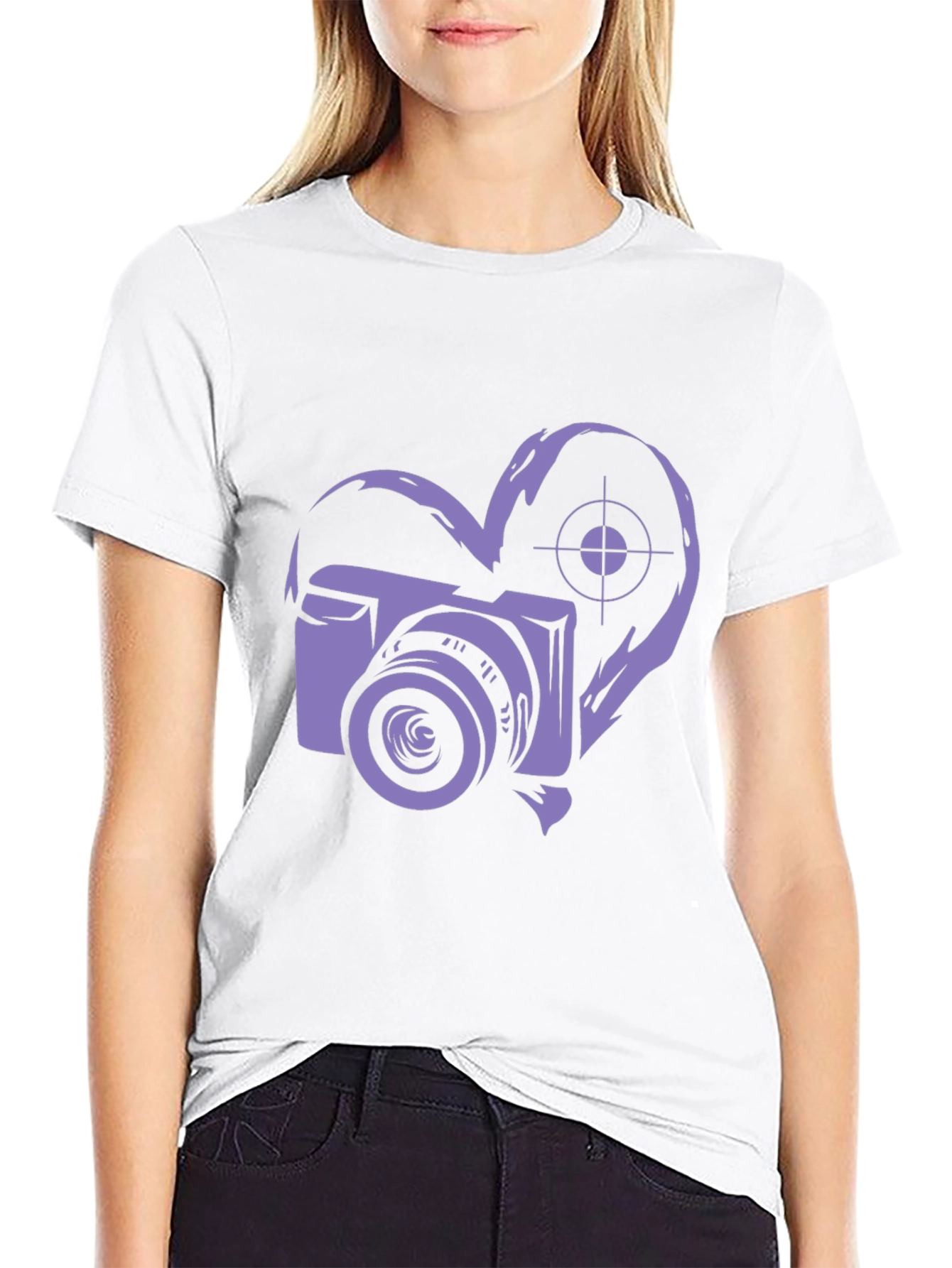 Camera Heart Graphic Black T-Shirt - 9