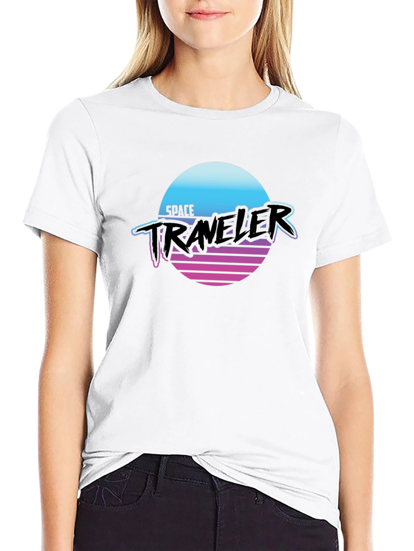Black Retro Space Traveler Black T-Shirt - Sci-Fi Graphic Tee view 9