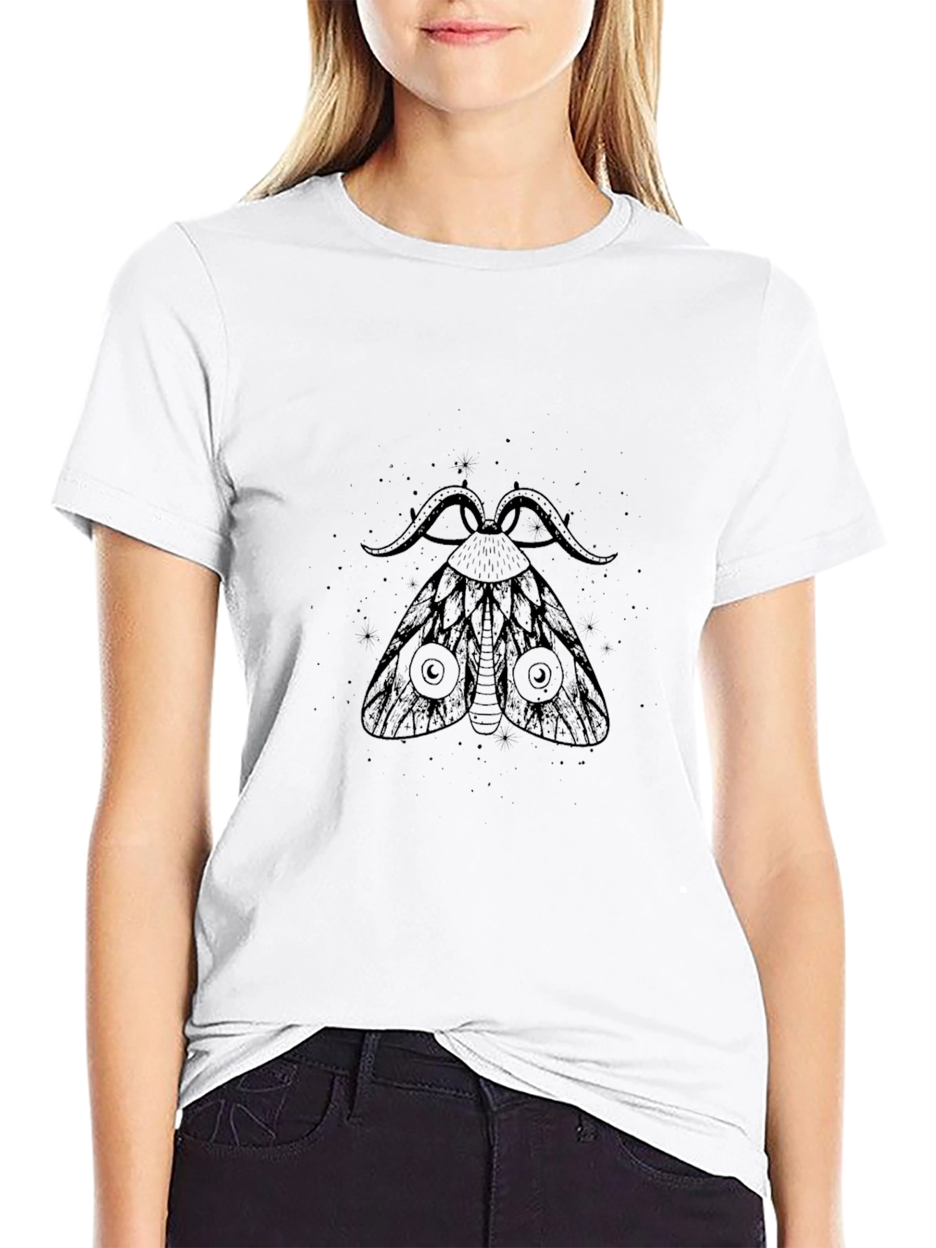 Black Moth Graphic Black T-Shirt view 9