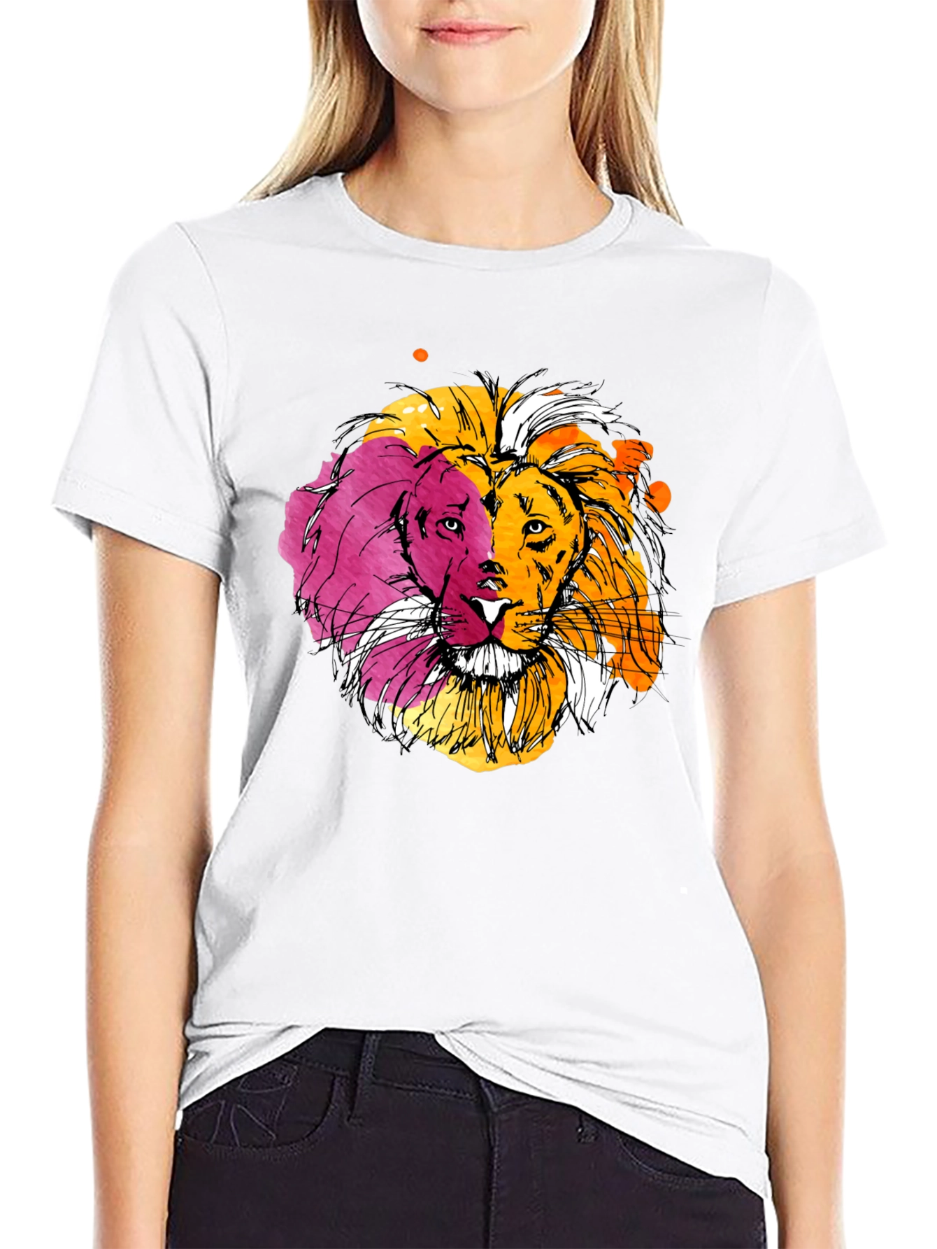 Black Lion Graphic Print Black T-Shirt view 9