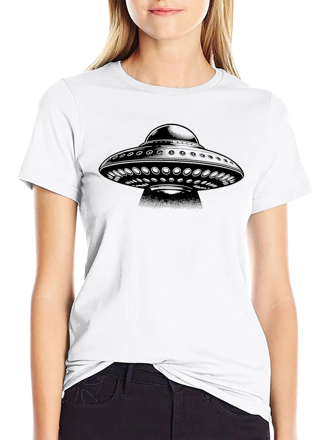 Black UFO Graphic Tee - Men's Black T-Shirt view 9
