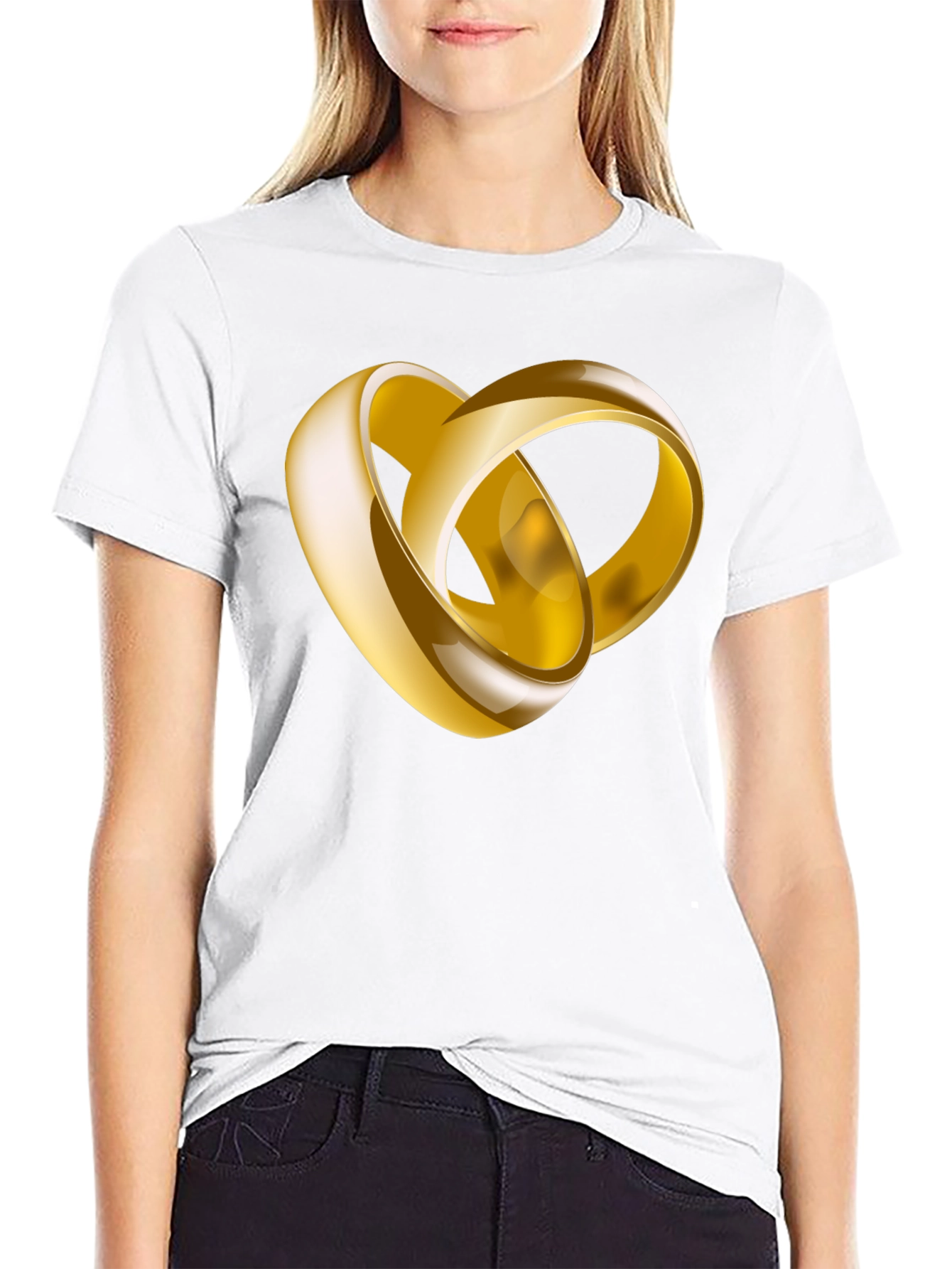 Black Gold Rings Graphic Black T-Shirt view 9