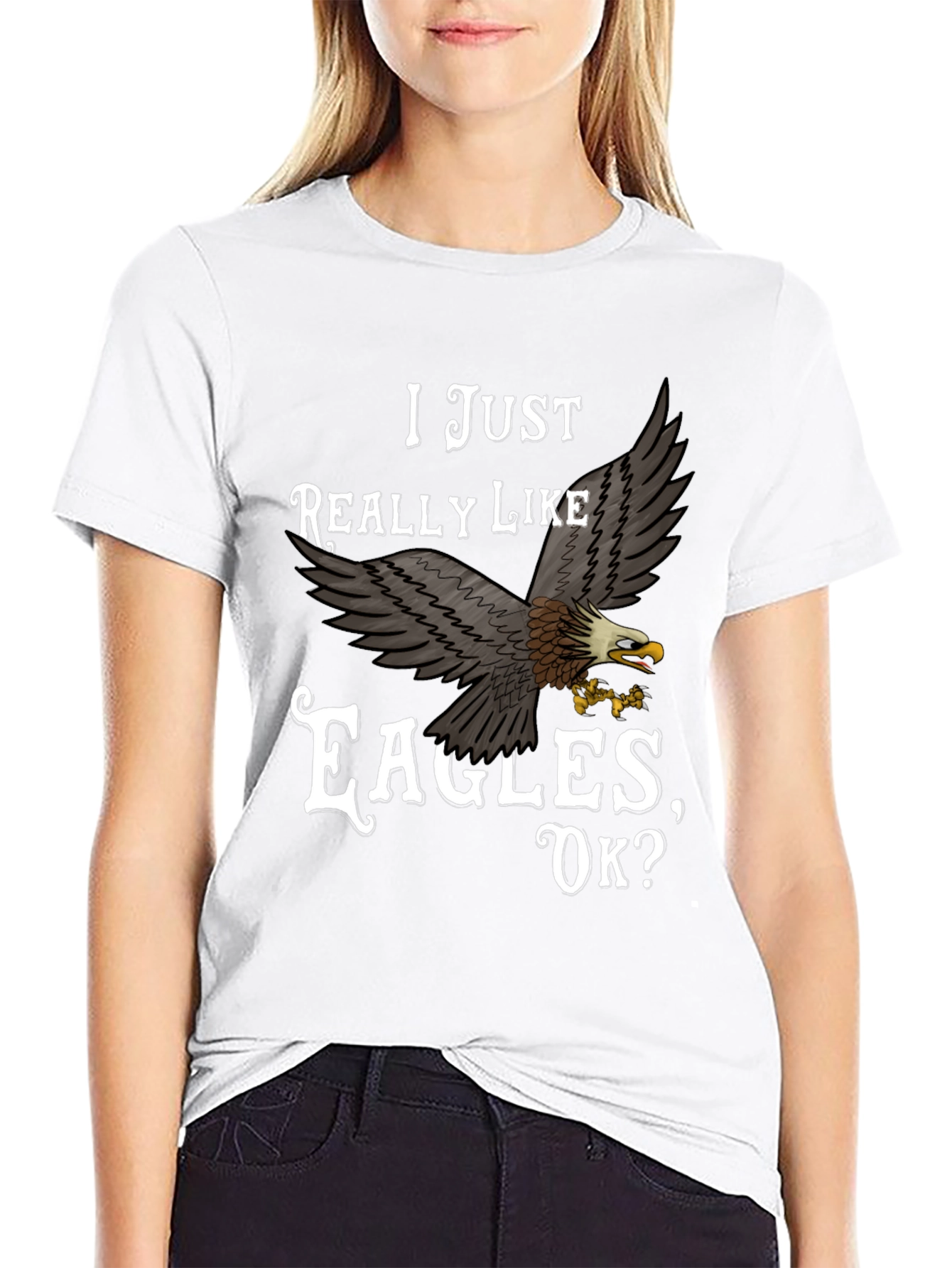 Black I Just Really Like Eagles T-Shirt view 9
