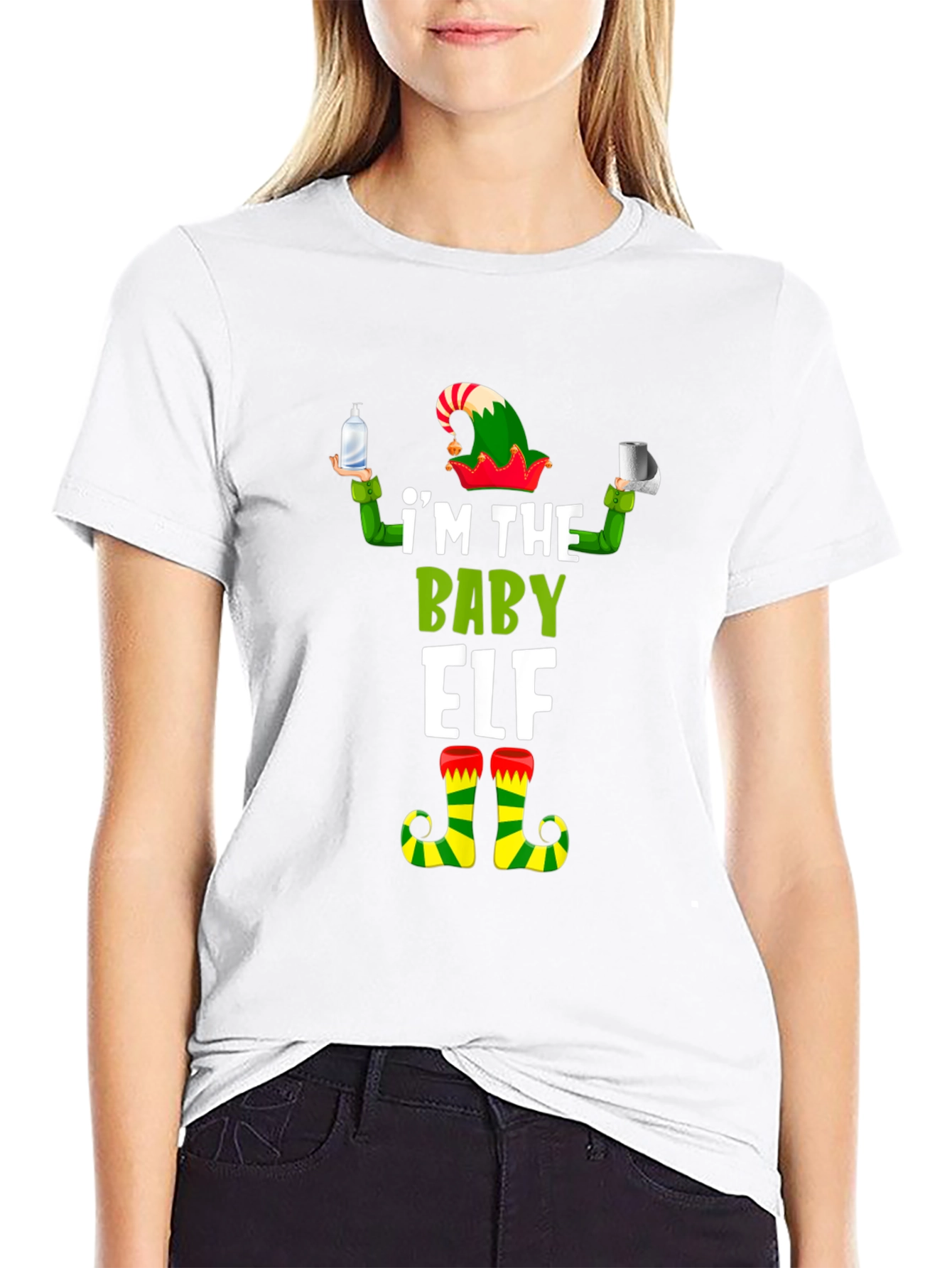 Black I'm the Baby Elf T-Shirt view 9