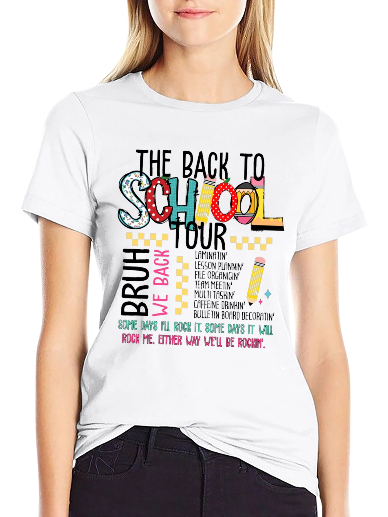 Black Back to School Teacher T-Shirt view 9
