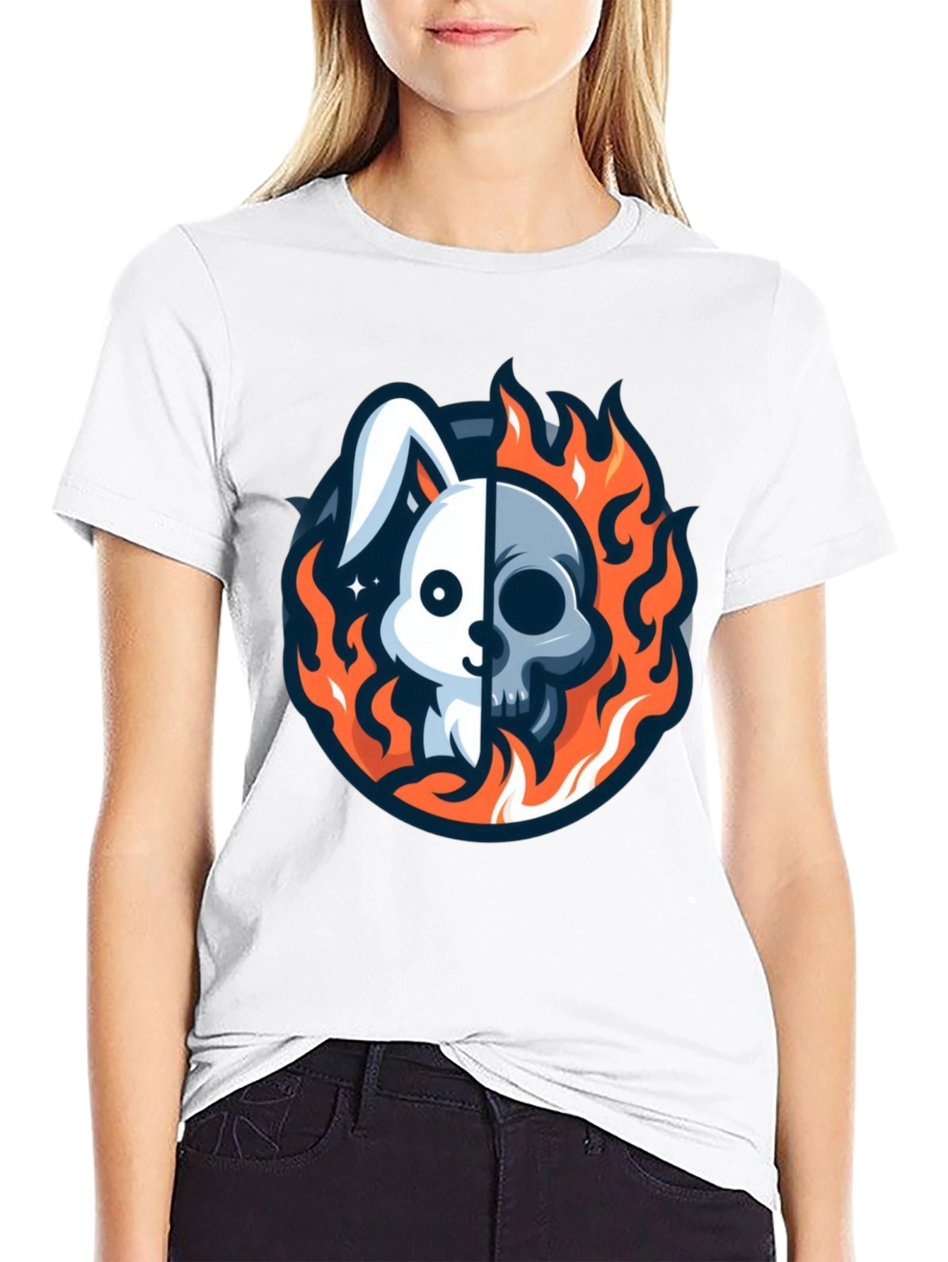 Black Rabbit Skull T-Shirt - Unique Graphic Tee view 9