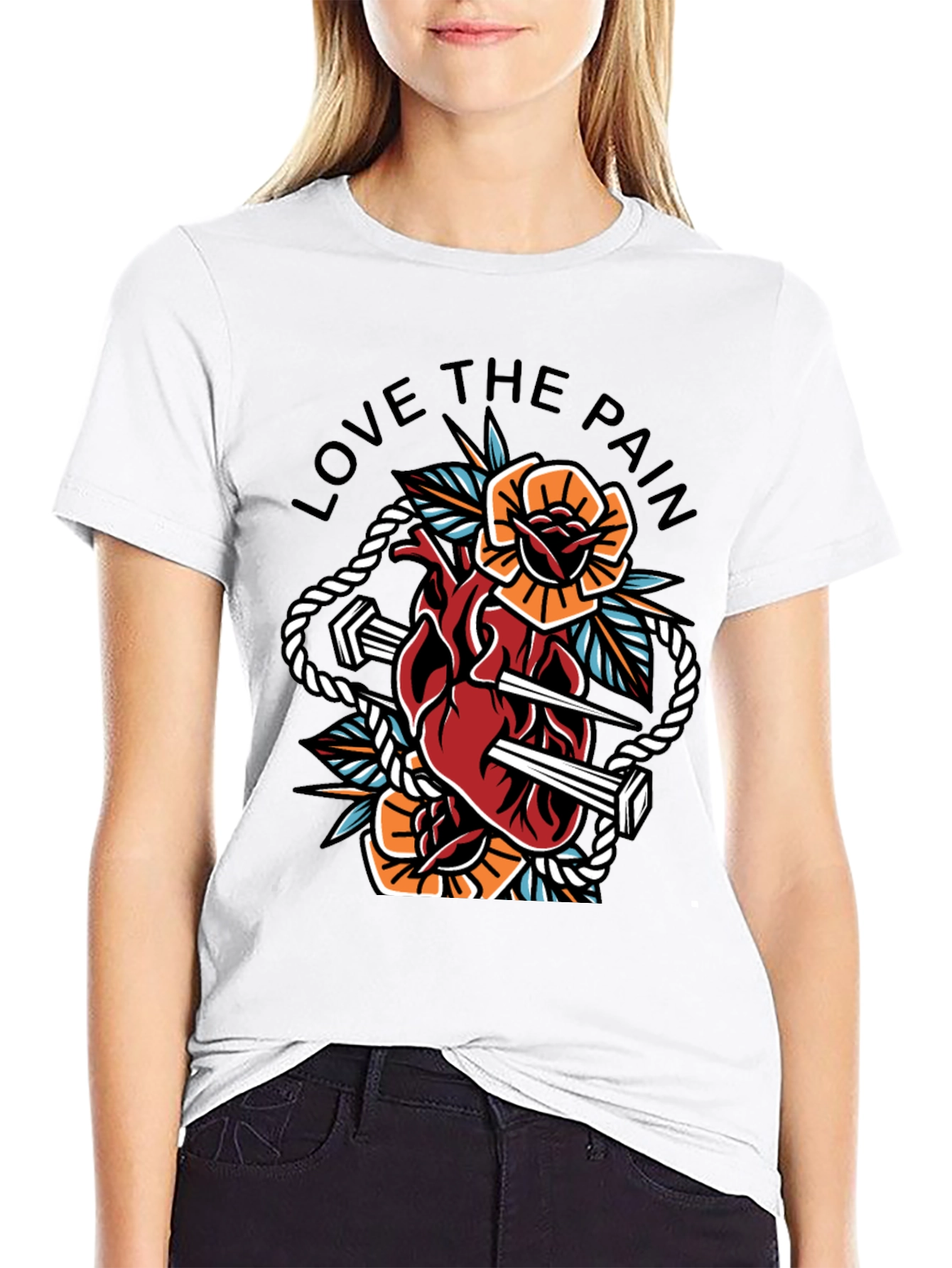 Black Love the Pain Graphic Tee view 9