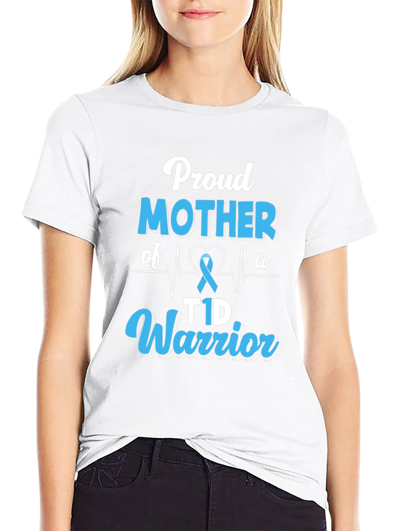 Black Proud Mother of a T1D Warrior Black T-Shirt view 9