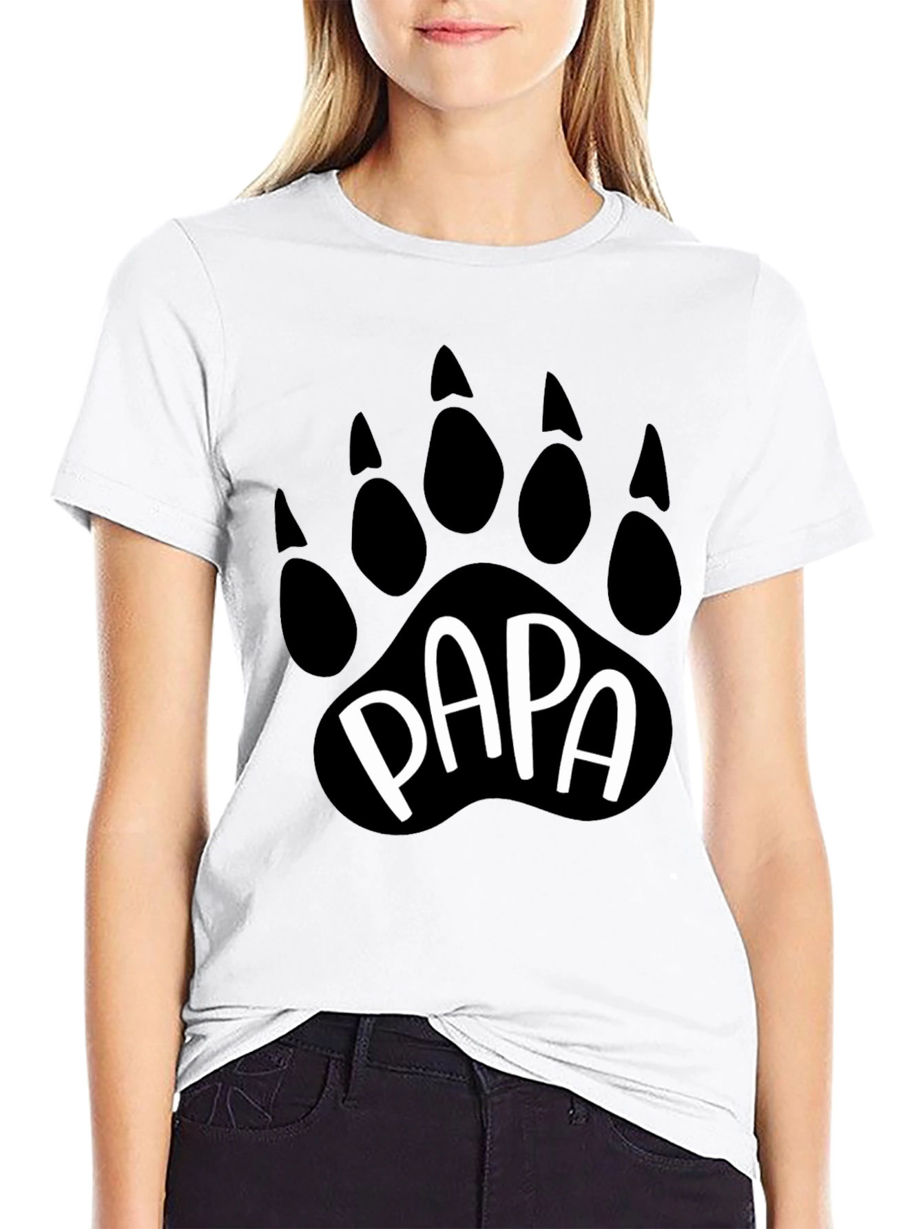 Black Papa Bear Paw Print Graphic T-Shirt view 9